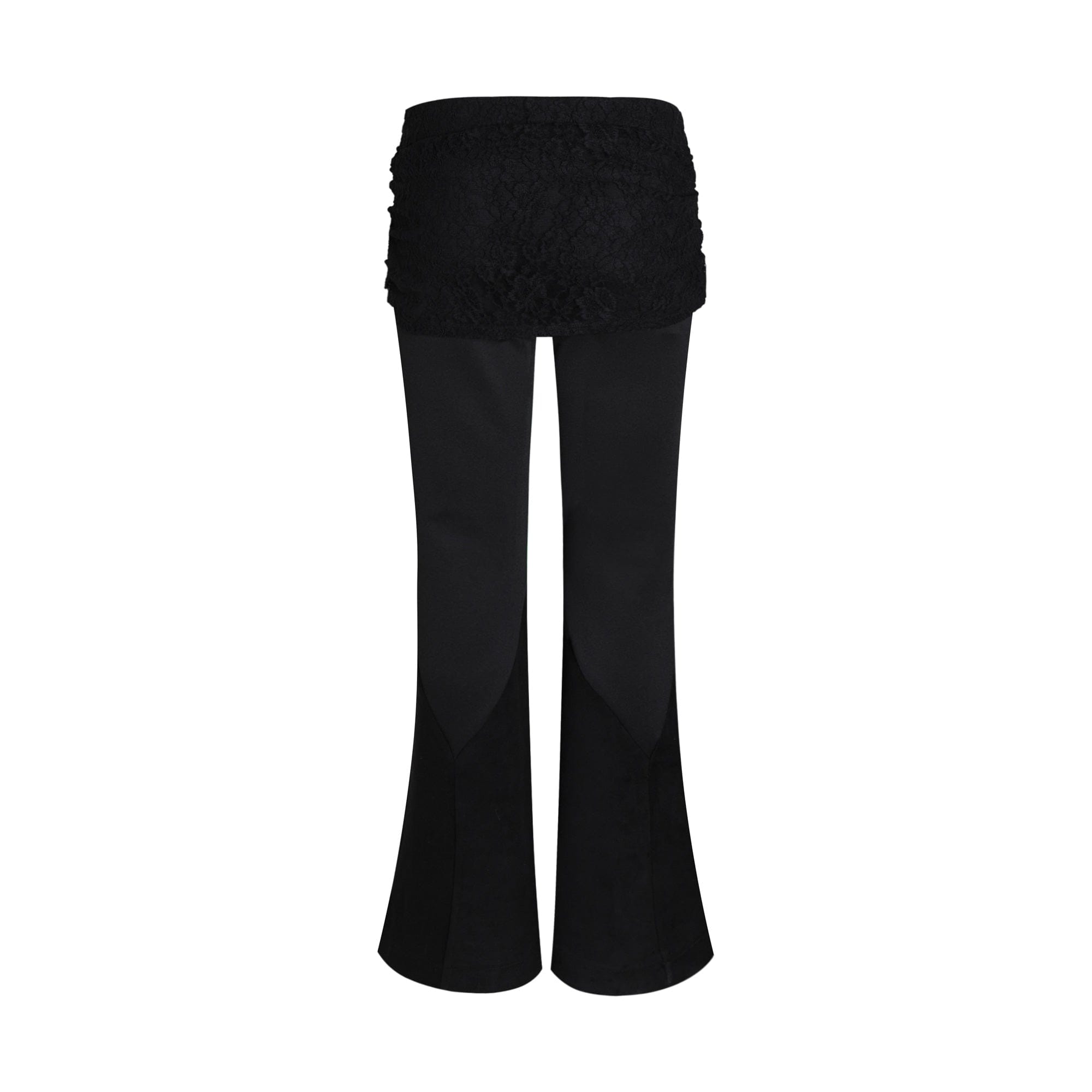 FAYCHUI Diamond & Lace Layered Waist Flared Pants