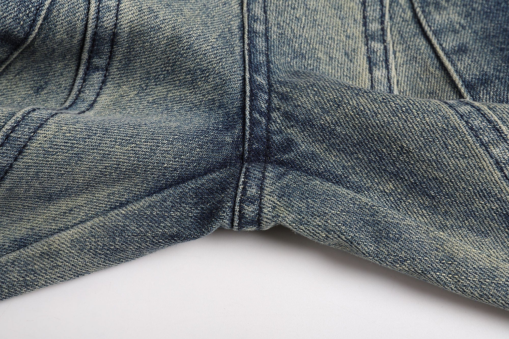 FAYCHUI Gradient Washed Lace-Up Pocket Jeans