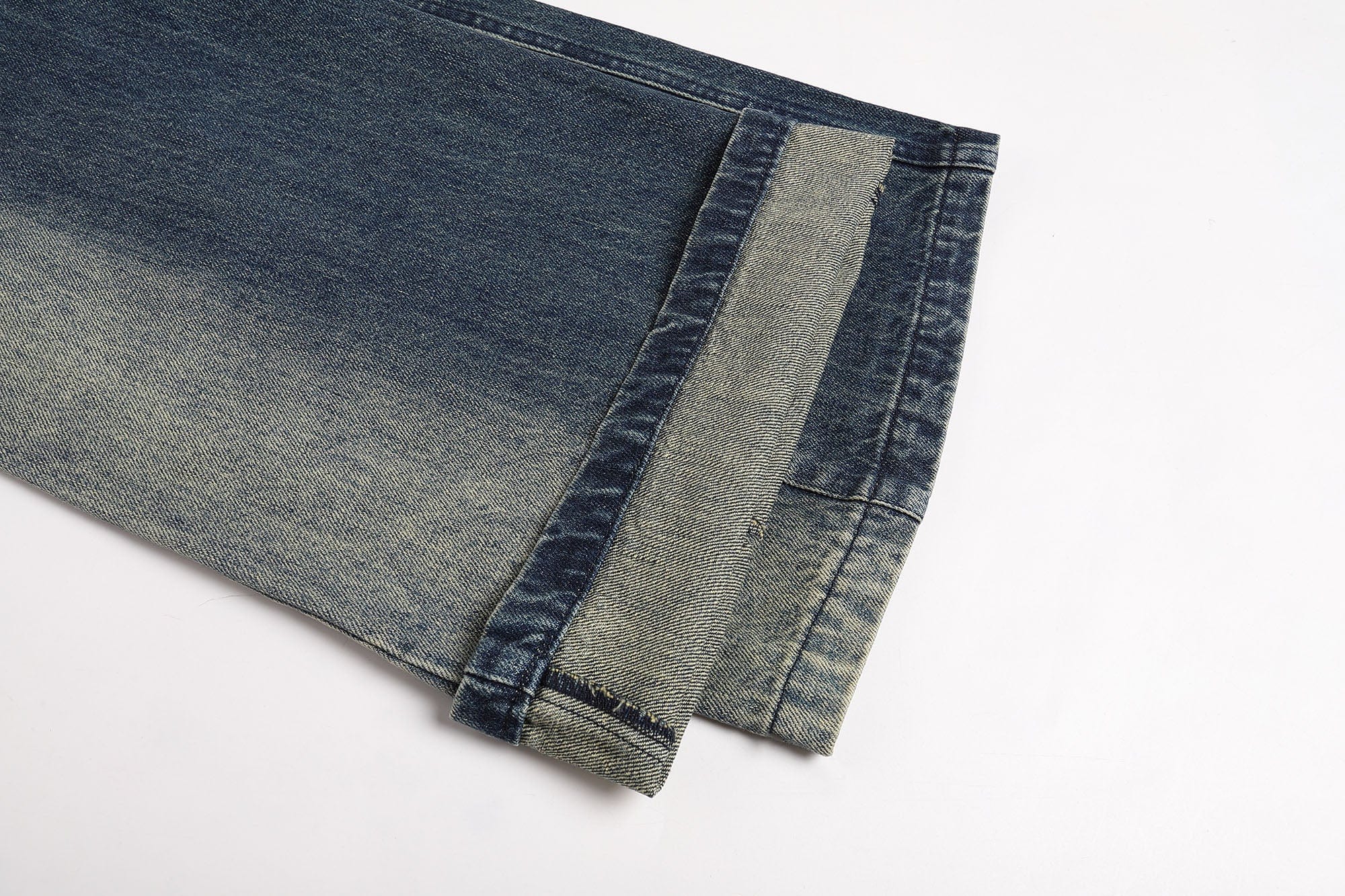 FAYCHUI Gradient Washed Lace-Up Pocket Jeans
