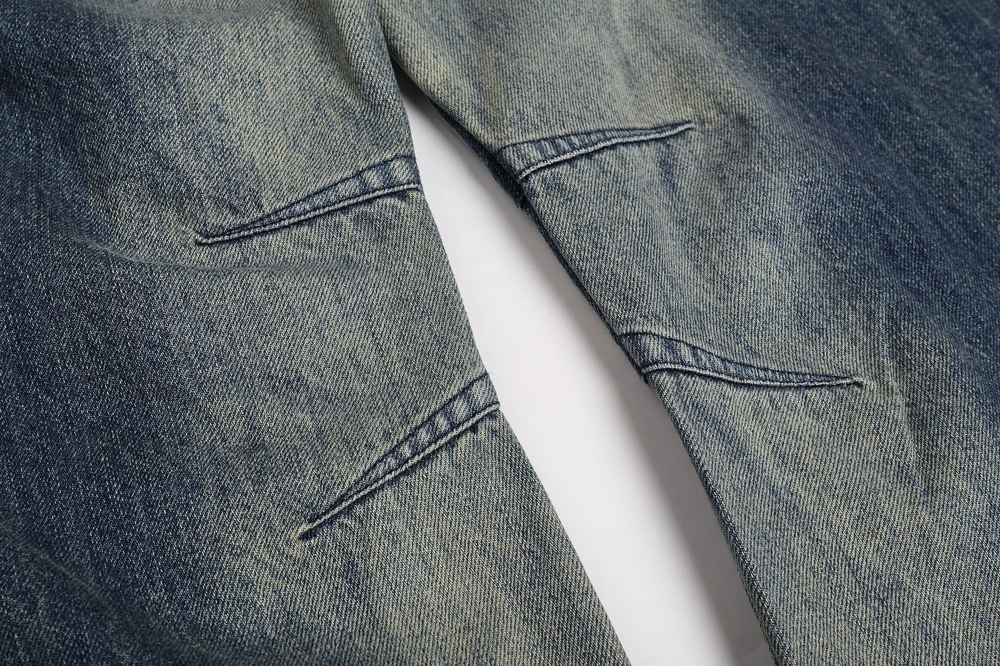 FAYCHUI Gradient Washed Lace-Up Pocket Jeans