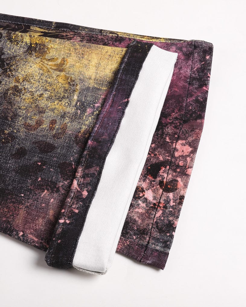 FAYCHUI Graffiti Leopard Full-Print Flared Jeans