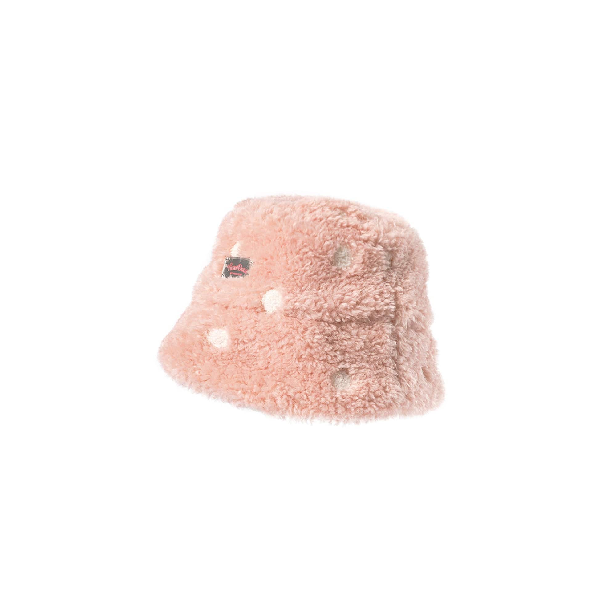 TWINBUTA Polka Plush Faux Fur Bucket Hat