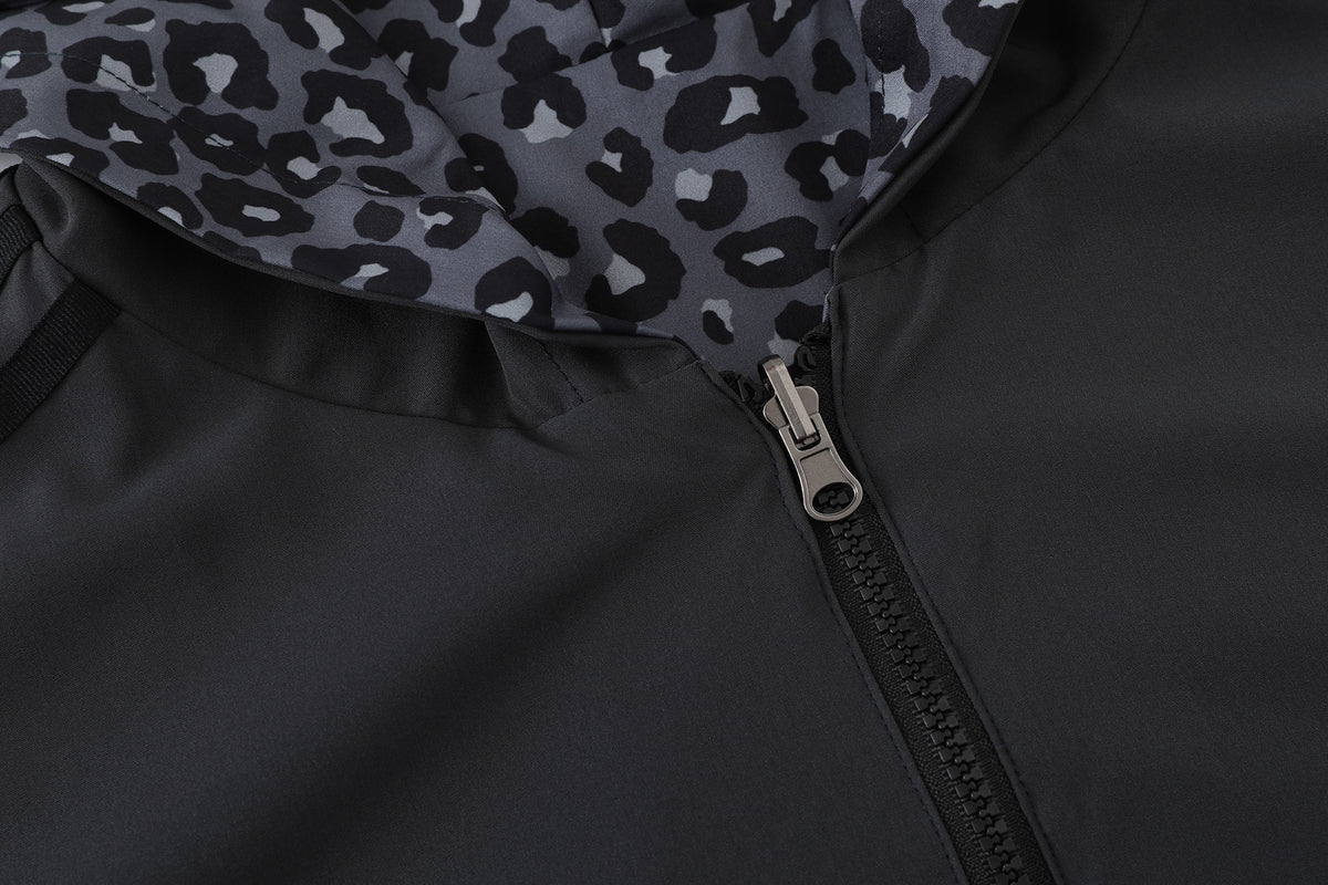 FREE CENTER Reversible Leopard Print Hooded Jacket