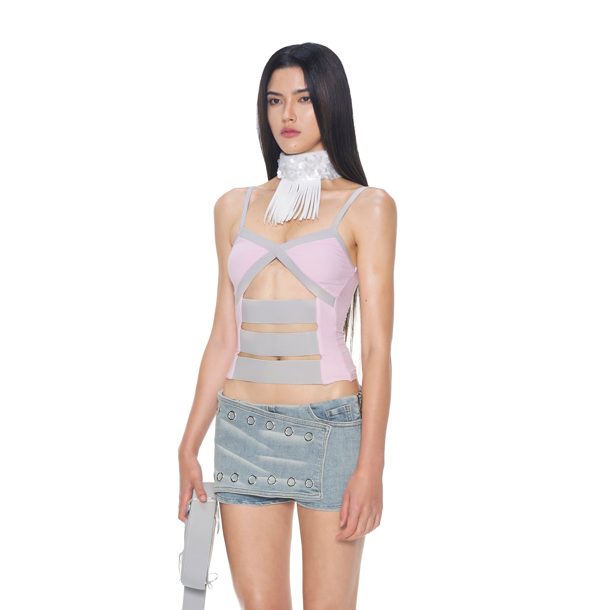 NEVER OFFEND L ANGEL Bandage Panel Cutout Cami Top