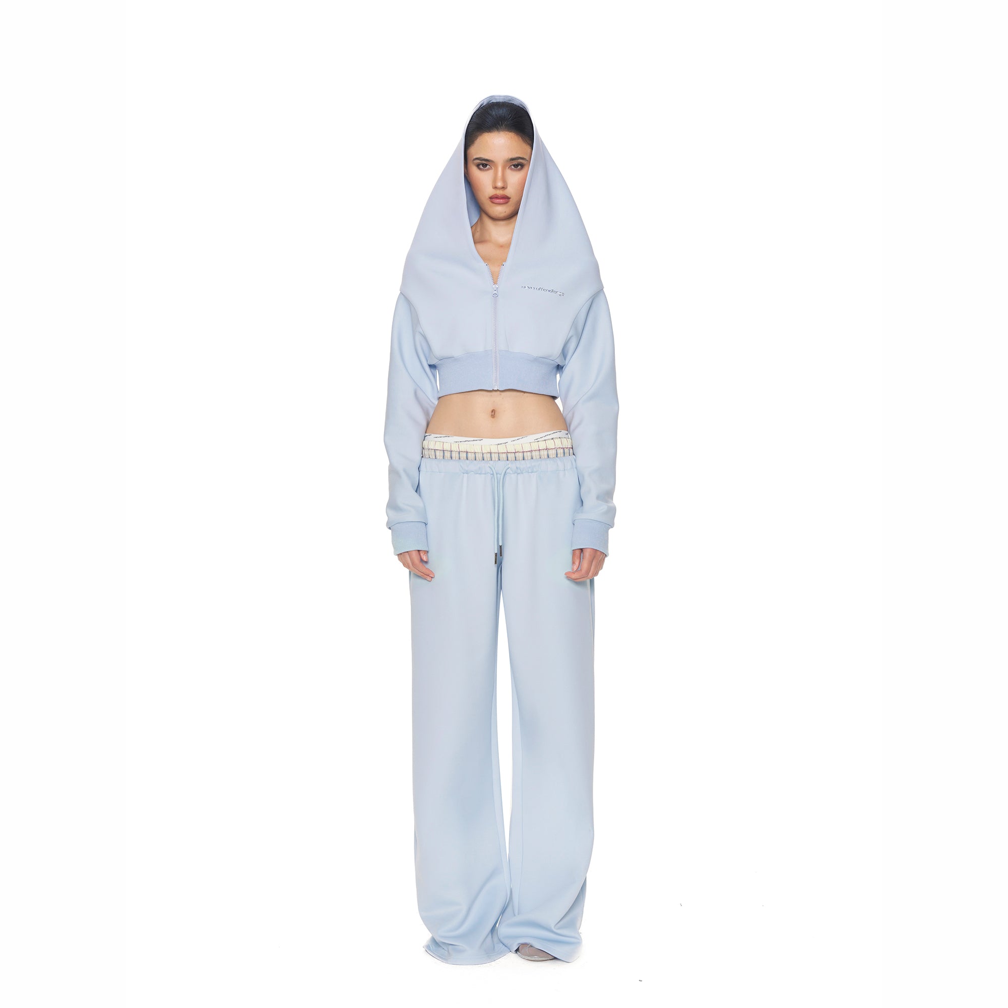 NEVER OFFEND L ANGEL Cropped Zip Hoodie Triple-Waist Plaid Set