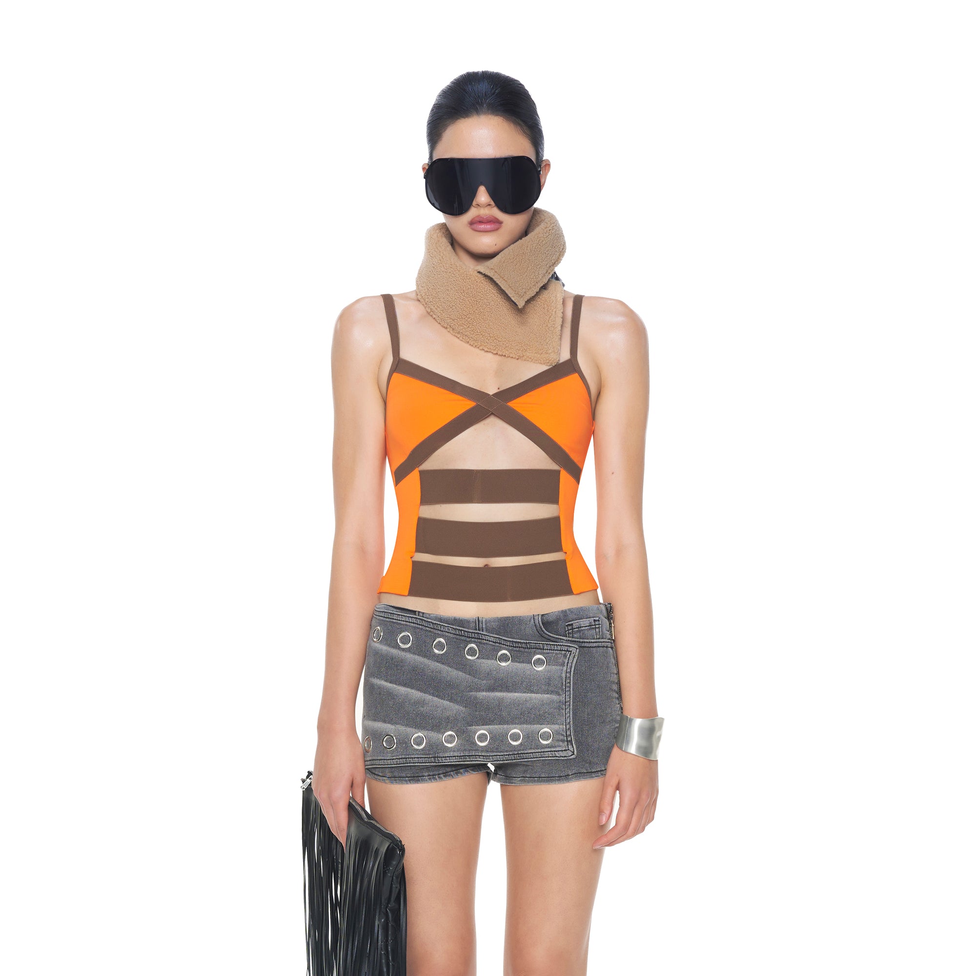 NEVER OFFEND L ANGEL Bandage Panel Cutout Cami Top
