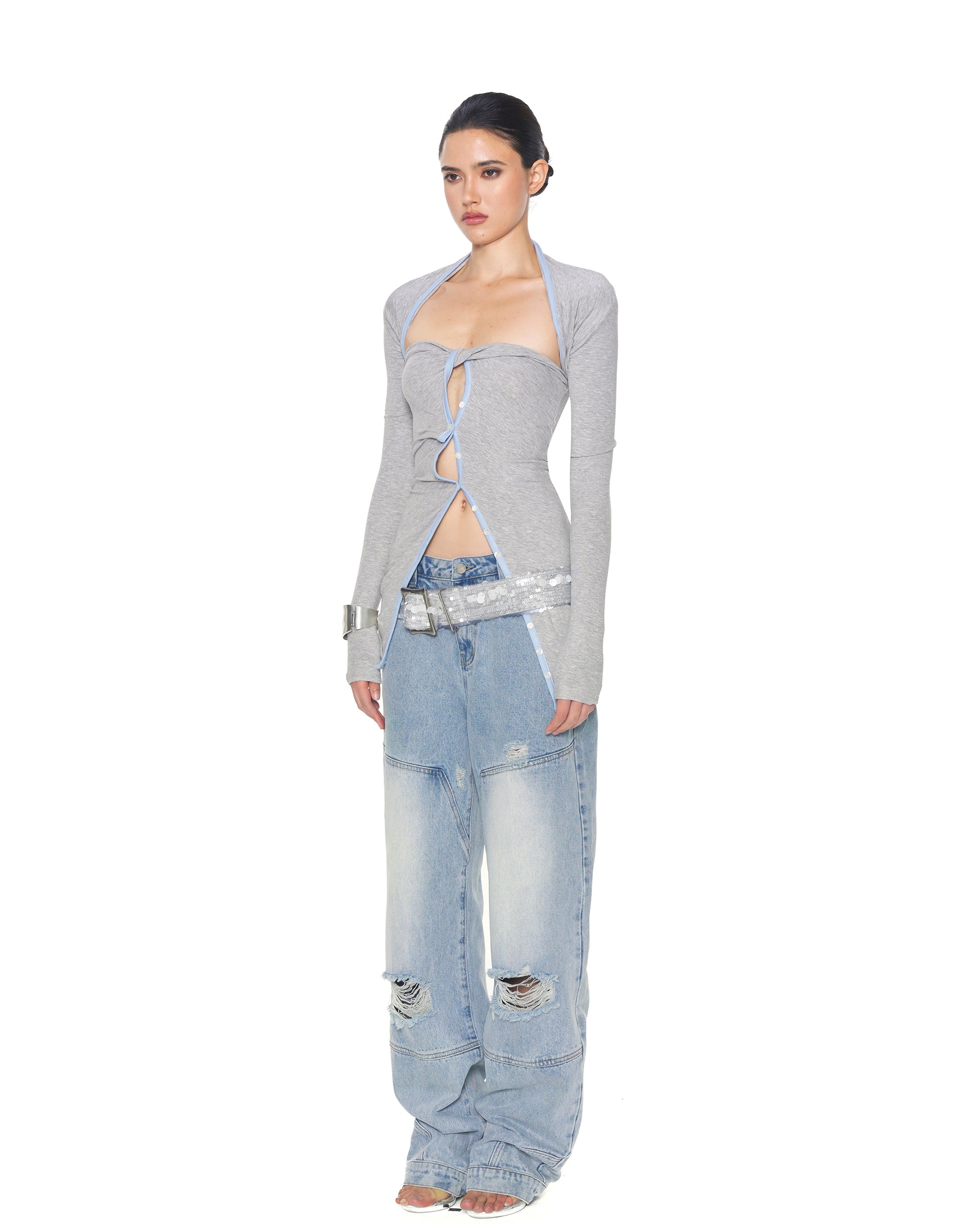 NEVER OFFEND L ANGEL Inside-Out Dark Pocket Straight-Leg Jeans