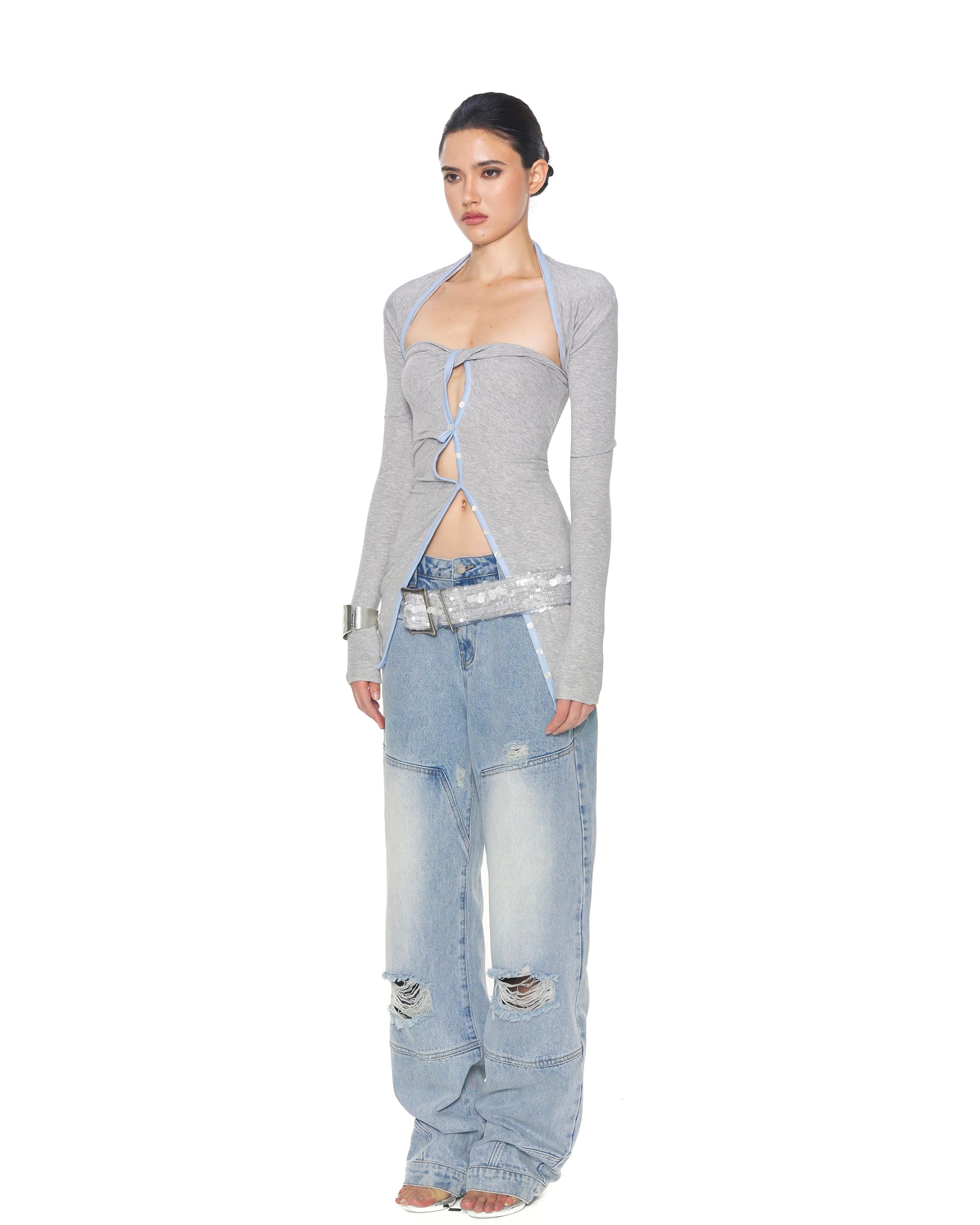 NEVER OFFEND L ANGEL Inside-Out Dark Pocket Straight-Leg Jeans