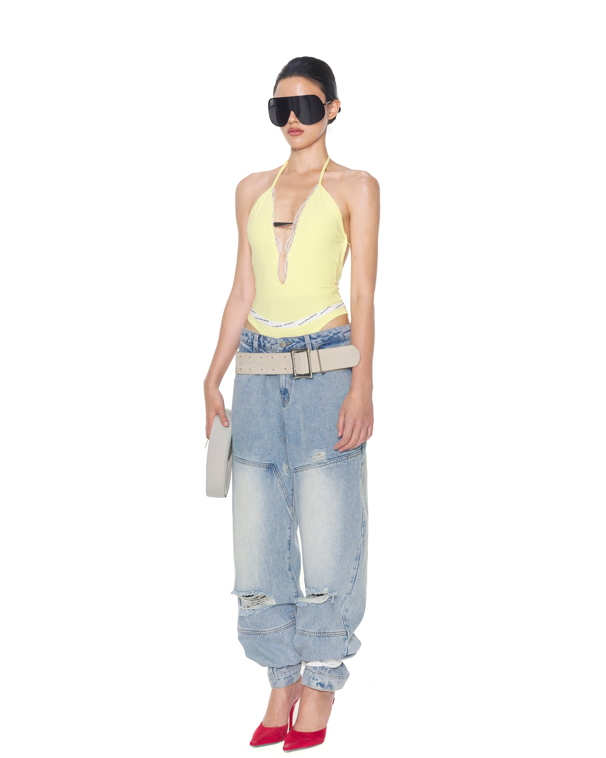 NEVER OFFEND L ANGEL Inside-Out Dark Pocket Straight-Leg Jeans