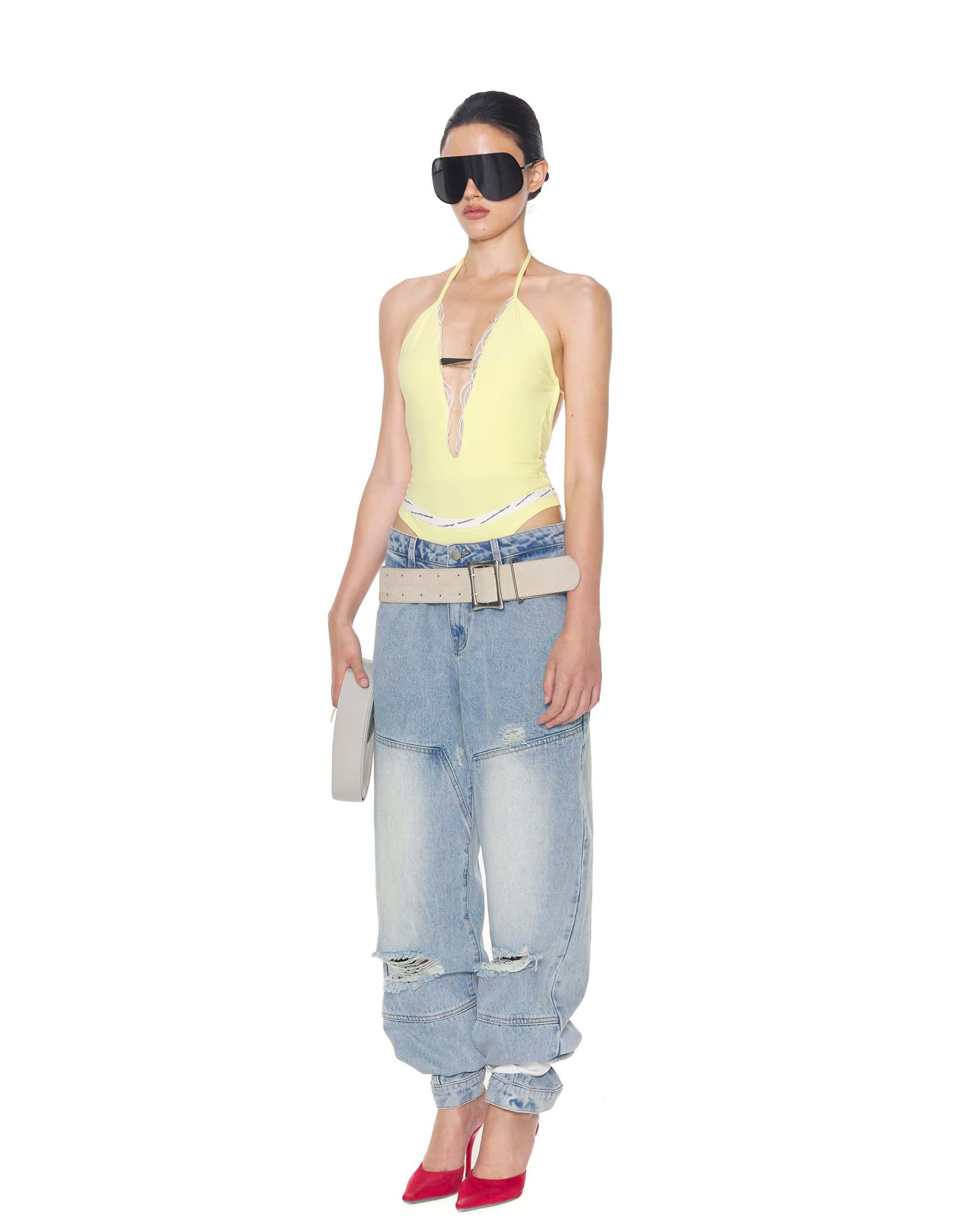 NEVER OFFEND L ANGEL Inside-Out Dark Pocket Straight-Leg Jeans