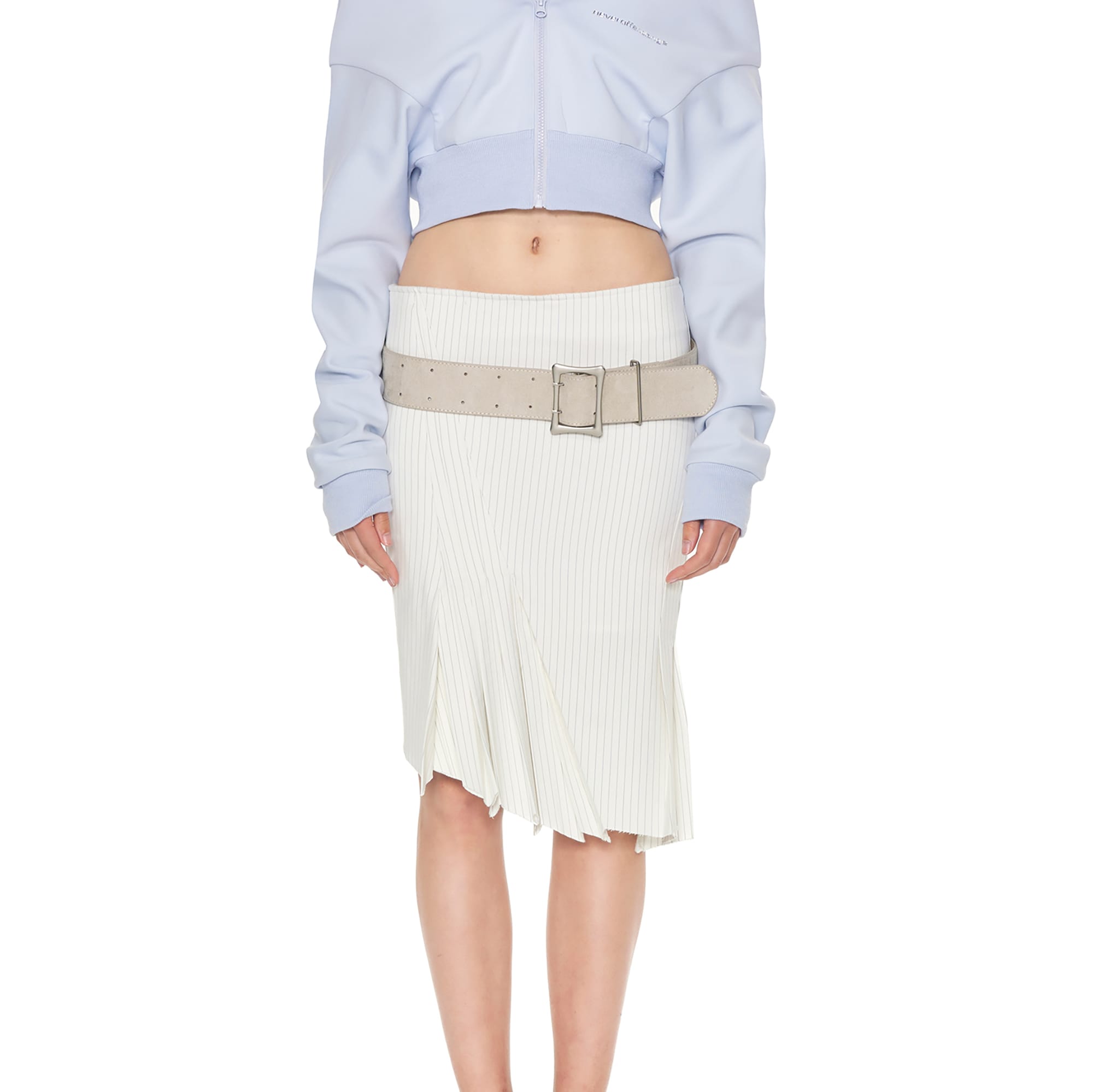 NEVER OFFEND L ANGEL Brushed Matte Silver Buckle Belt