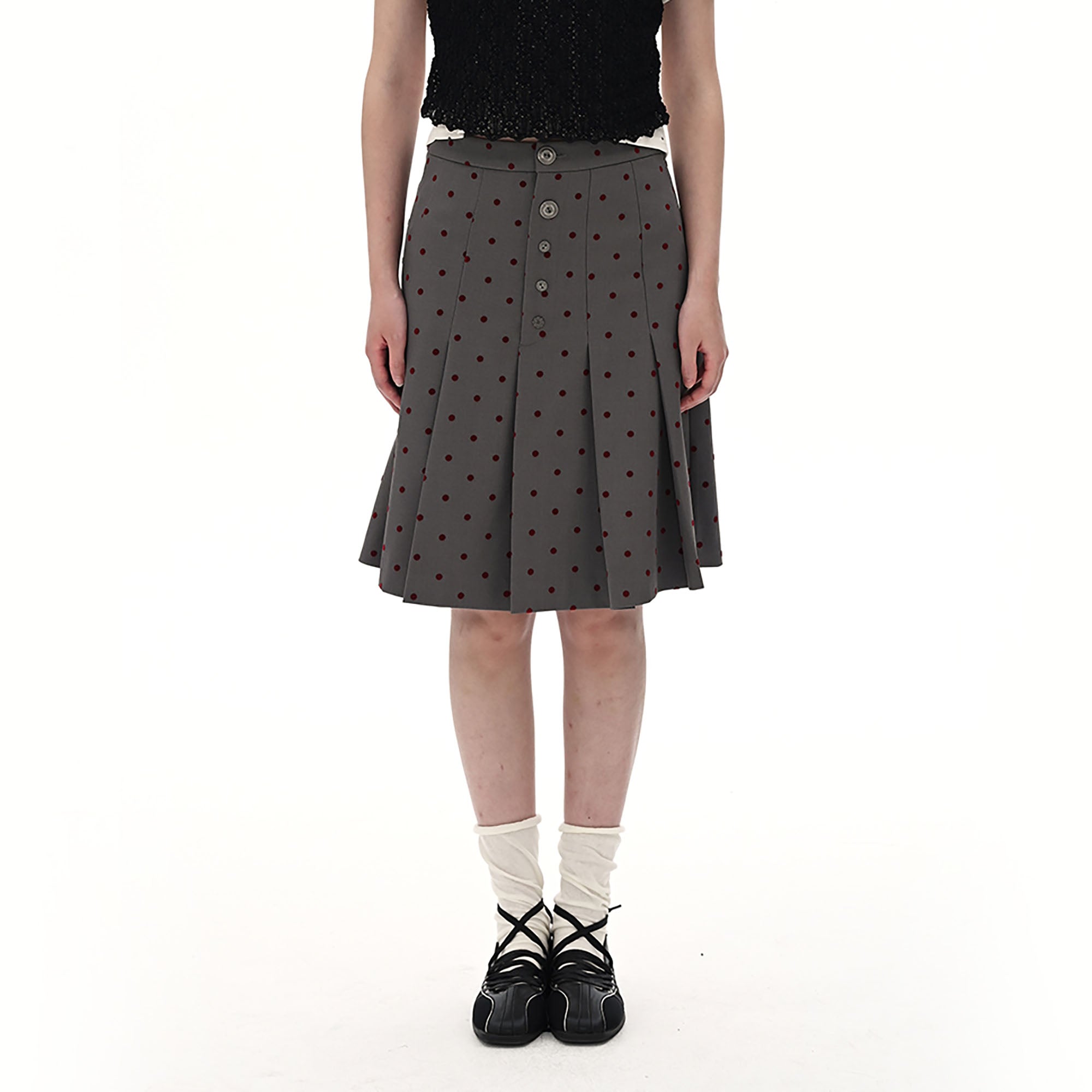 NOESE Polka Dot Pleated Skirt