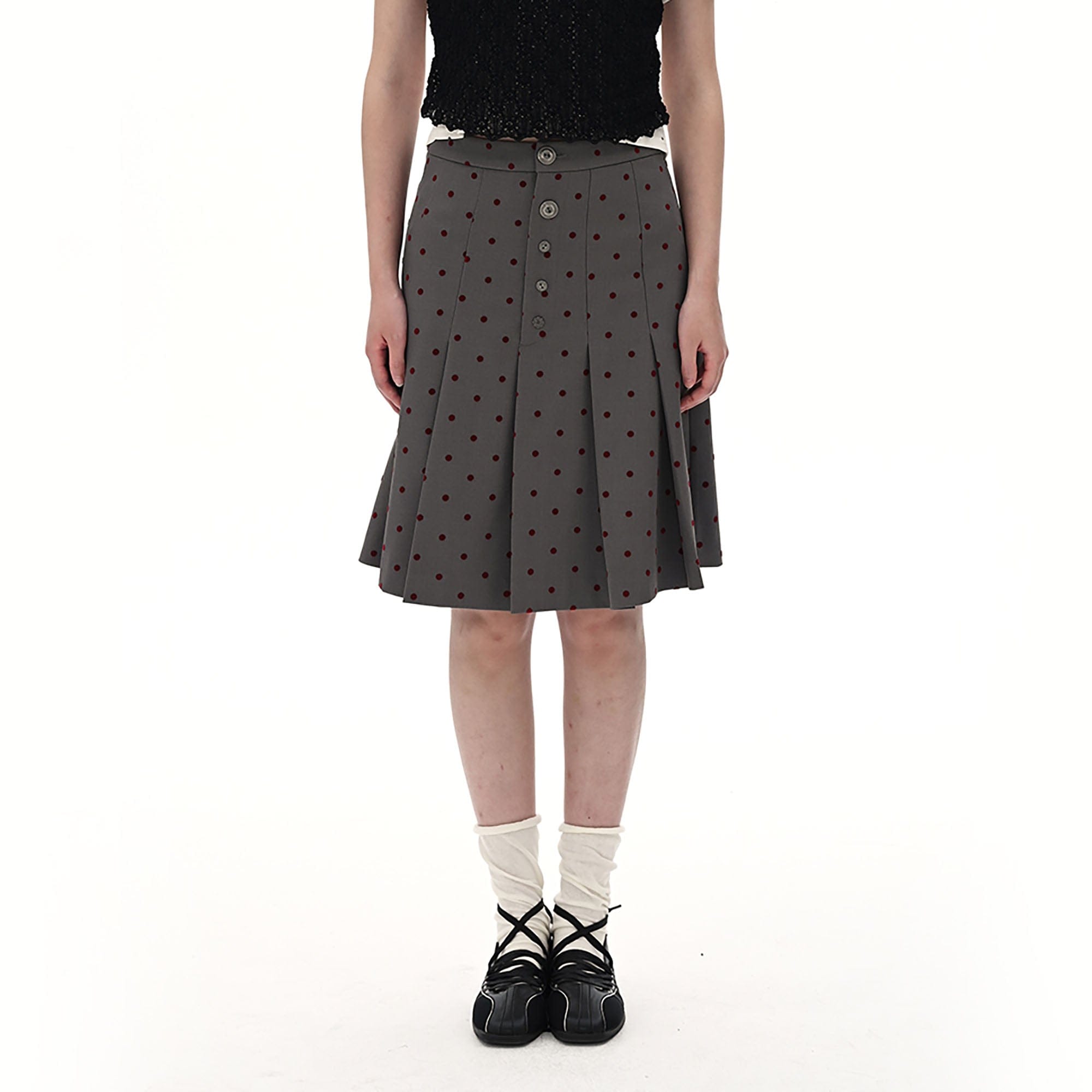 NOESE Polka Dot Pleated Skirt