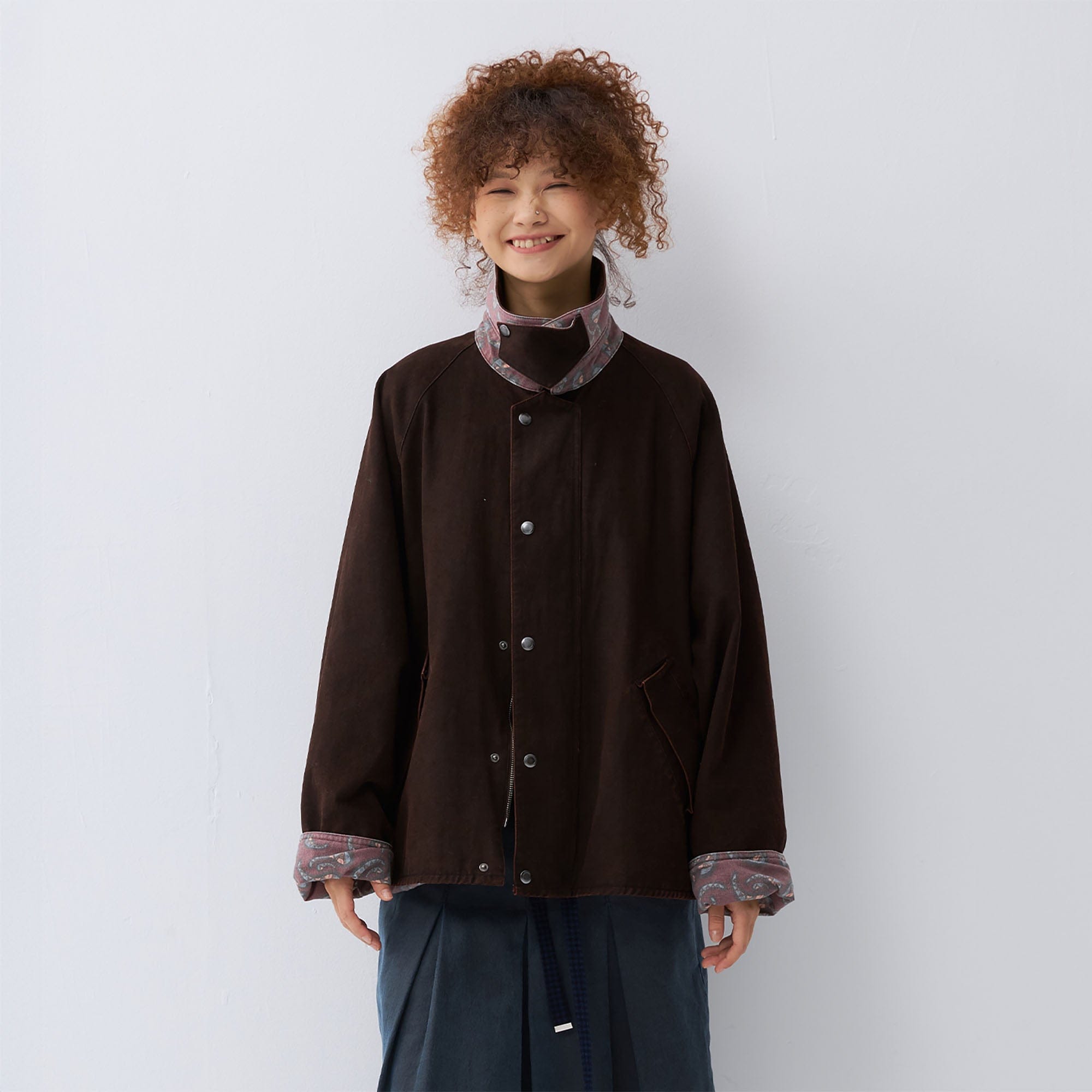 NOESE Paisley-Spliced Collar Barn Jacket