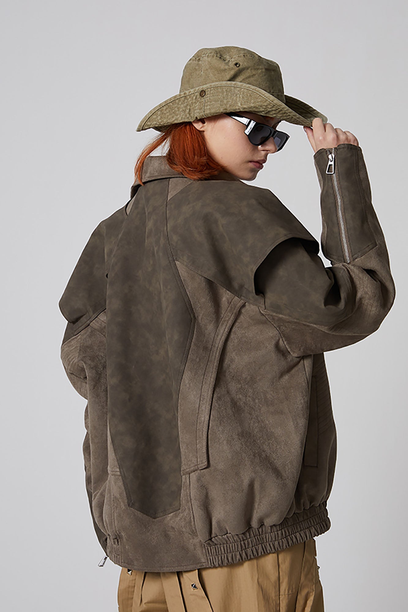 ERROR CODE ROBOT Armored Layered PU & Suede Panel Jacket