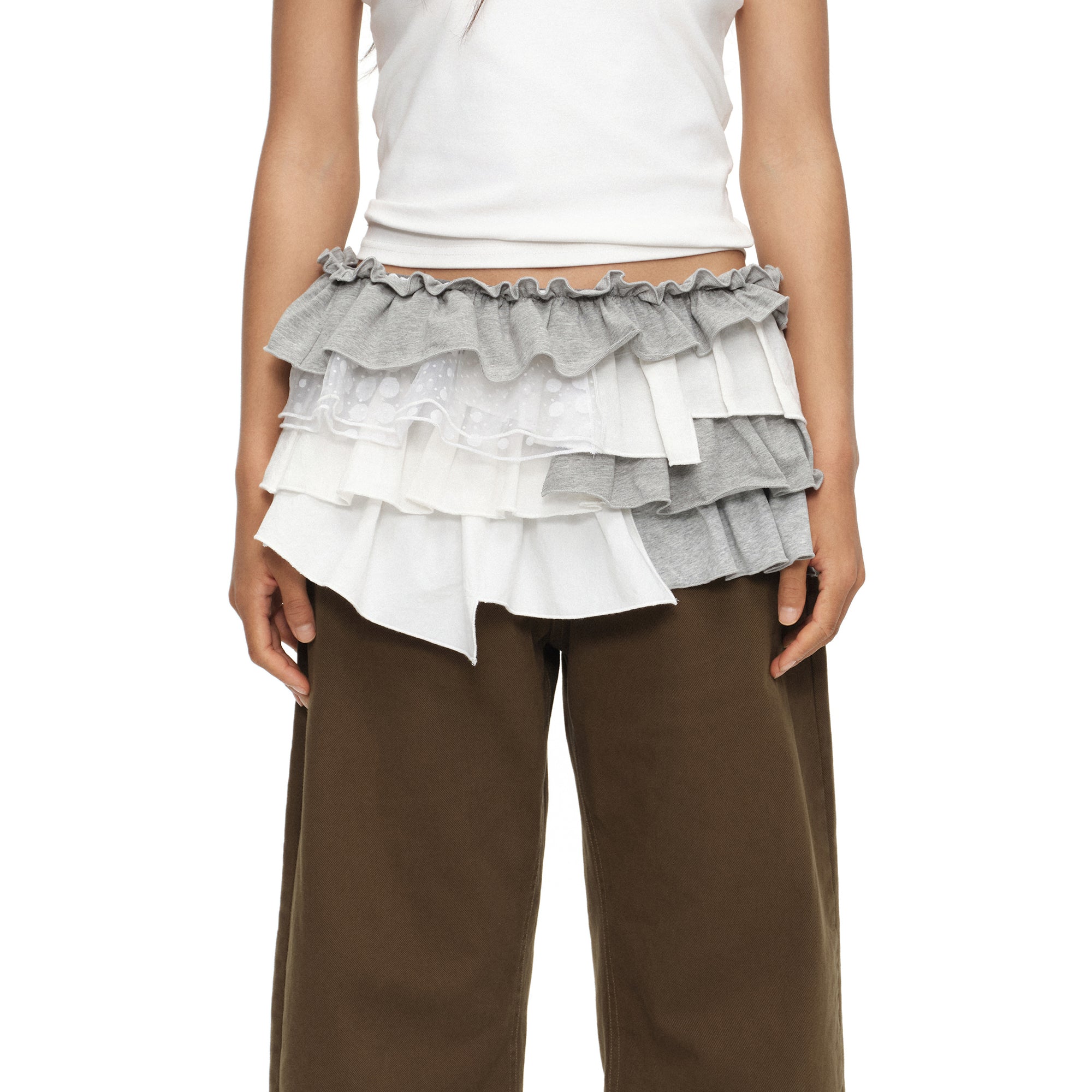 OINIMI Spliced Layered Ruffle Belt