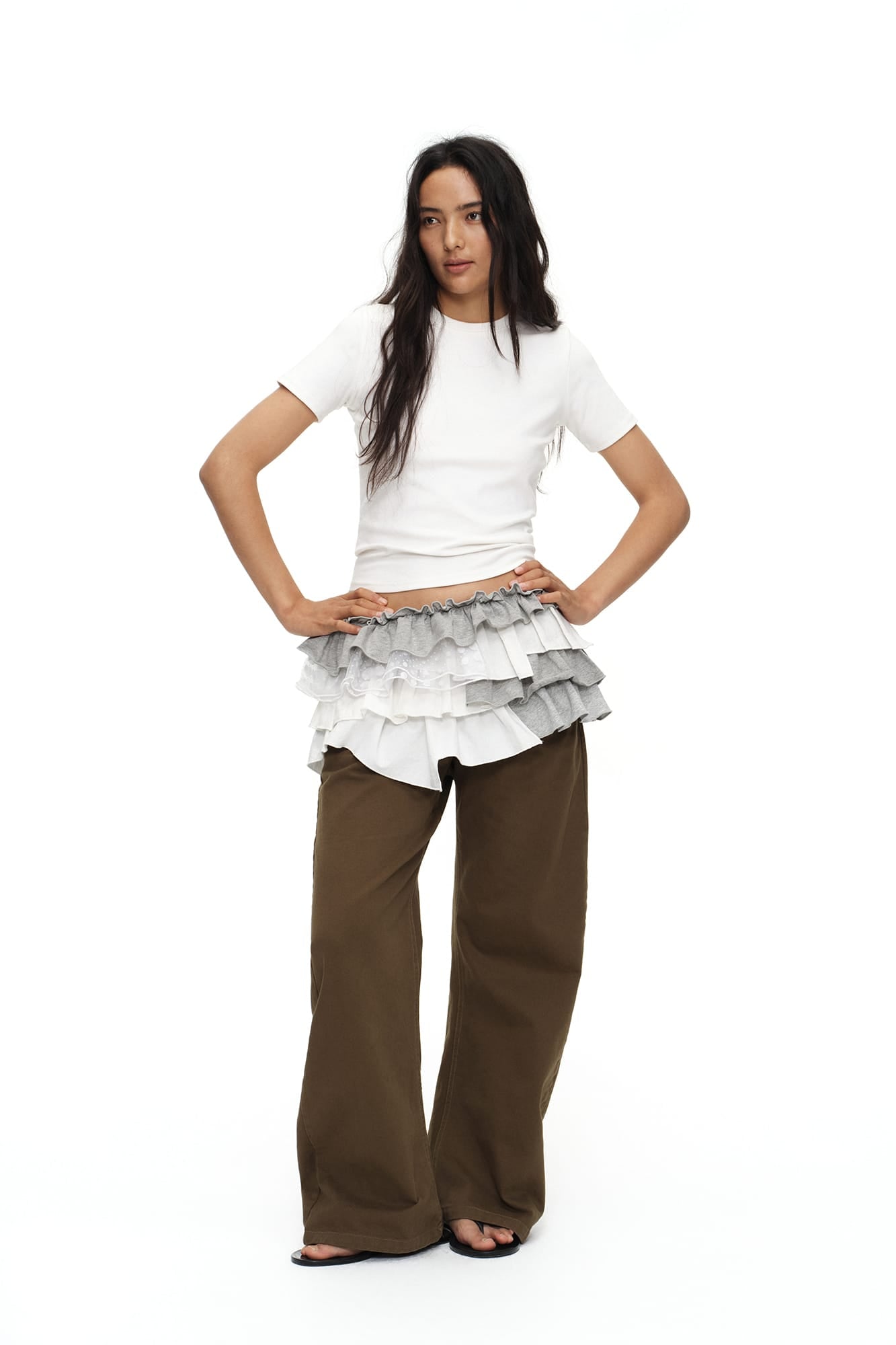 OINIMI Spliced Layered Ruffle Belt