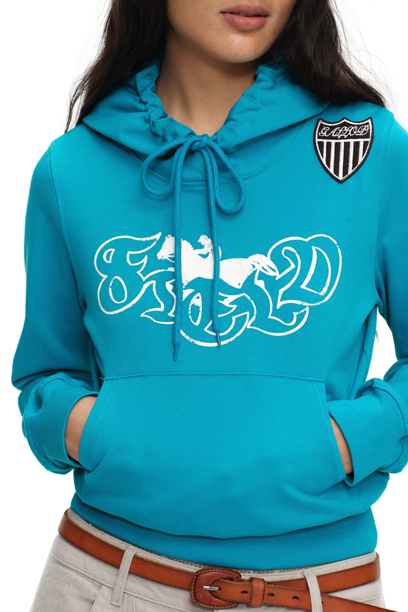 OINIMI Graffiti Graphic Crest-Patch Pullover Hoodie