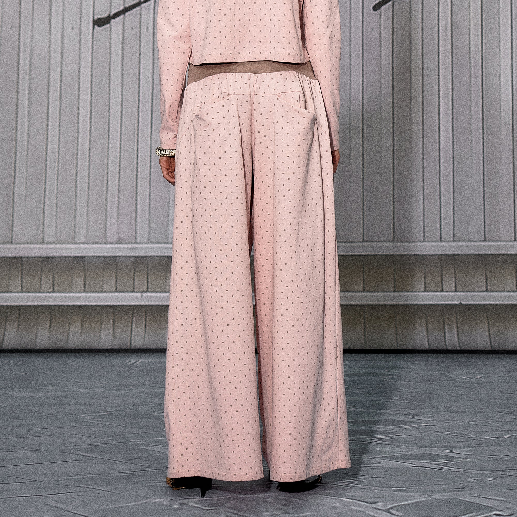 THE NEVERMORE Polka Dot Contrast-Waist Drawstring Pants