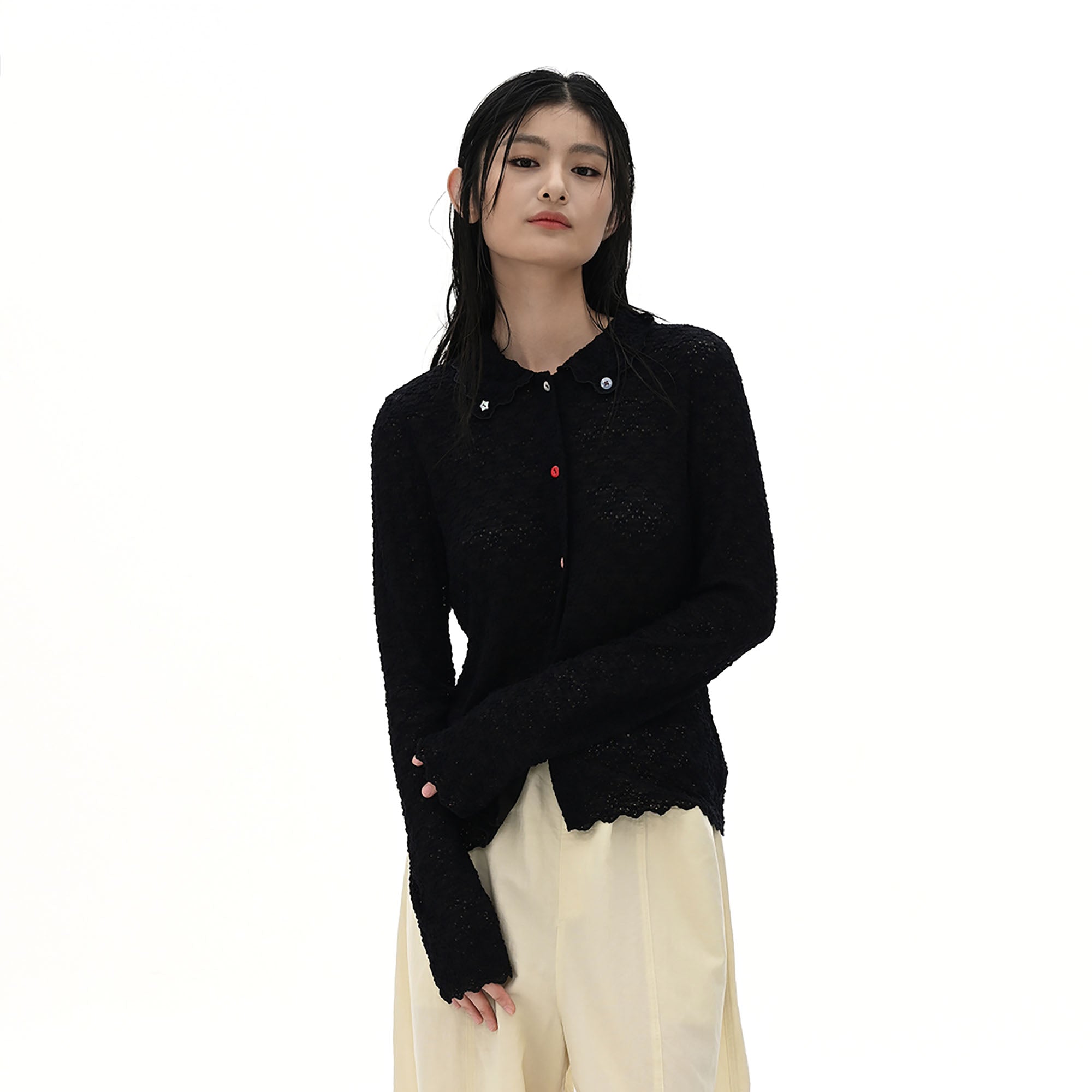 NOESE Floral-Embroidered Lace-Trimmed Cardigan