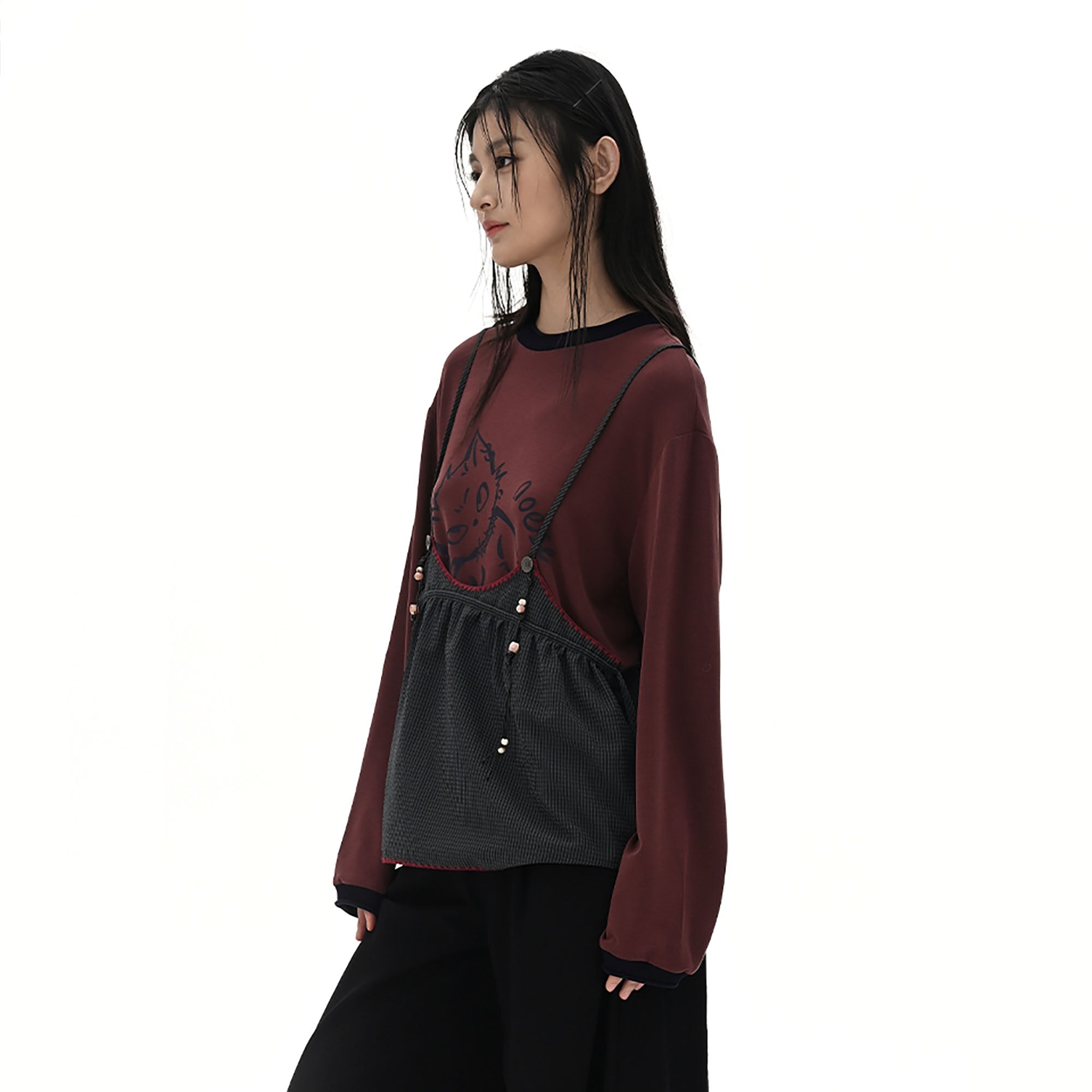 NOESE Contrast-Piped Checked Adjustable-Strap Camisole