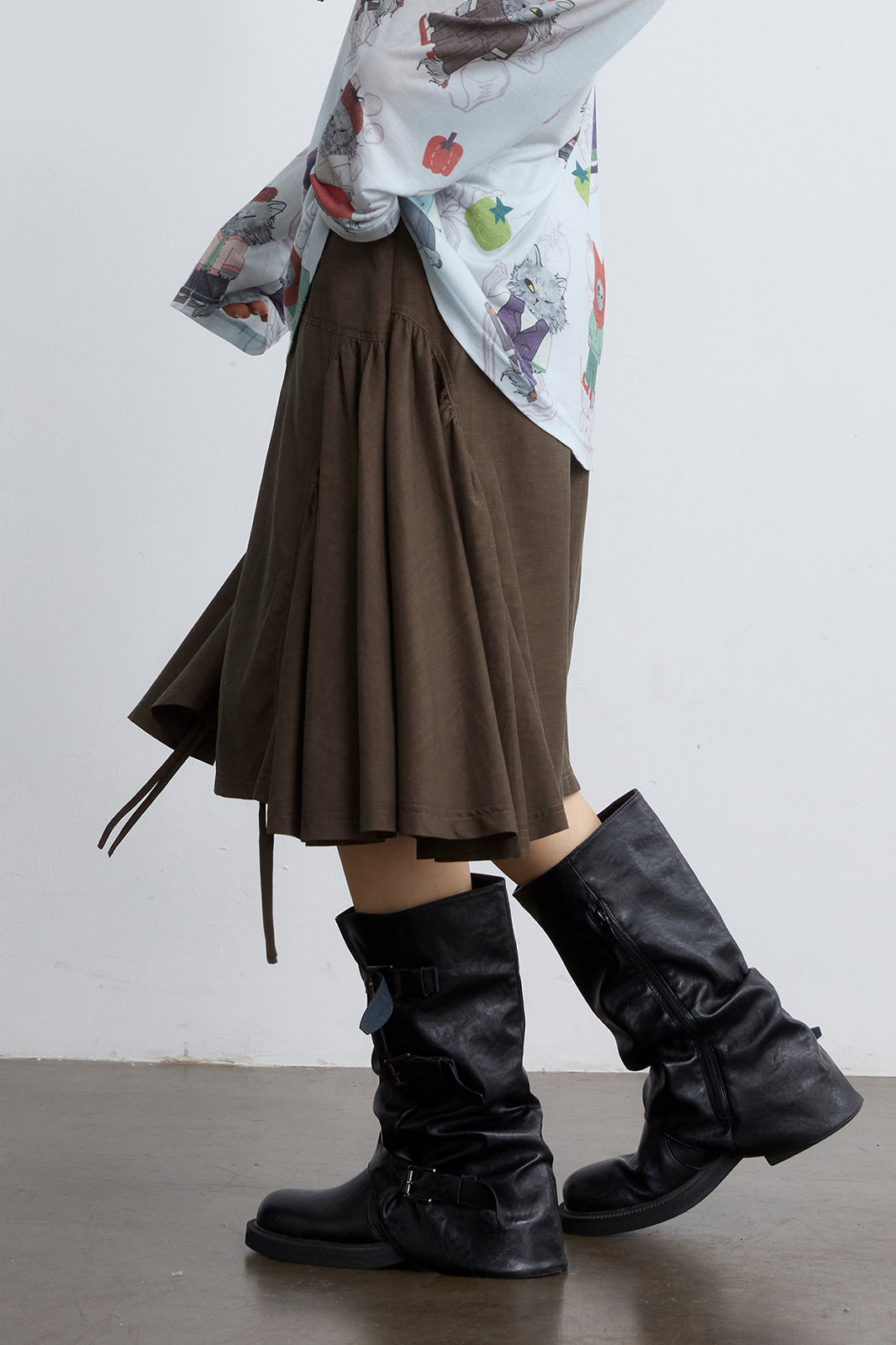 NOESE Paneled Ruched Utility Skirt