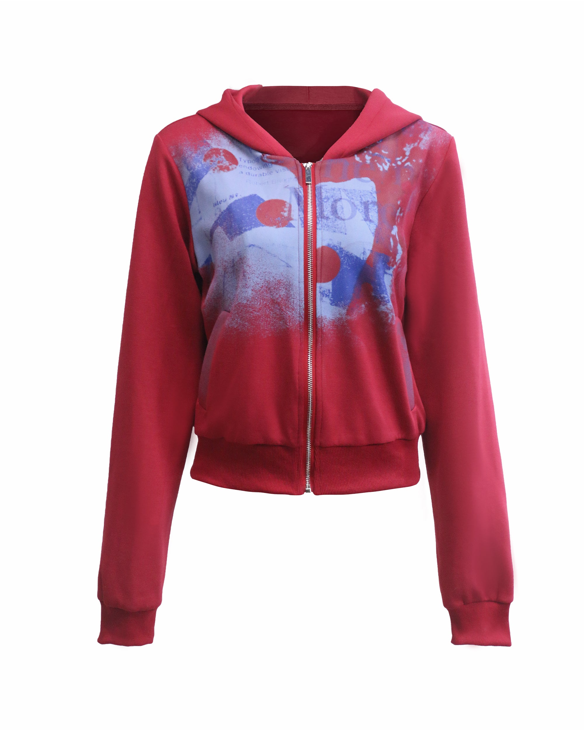 THE NEVERMORE Graffiti Ribbed Hem Cropped Hoodie