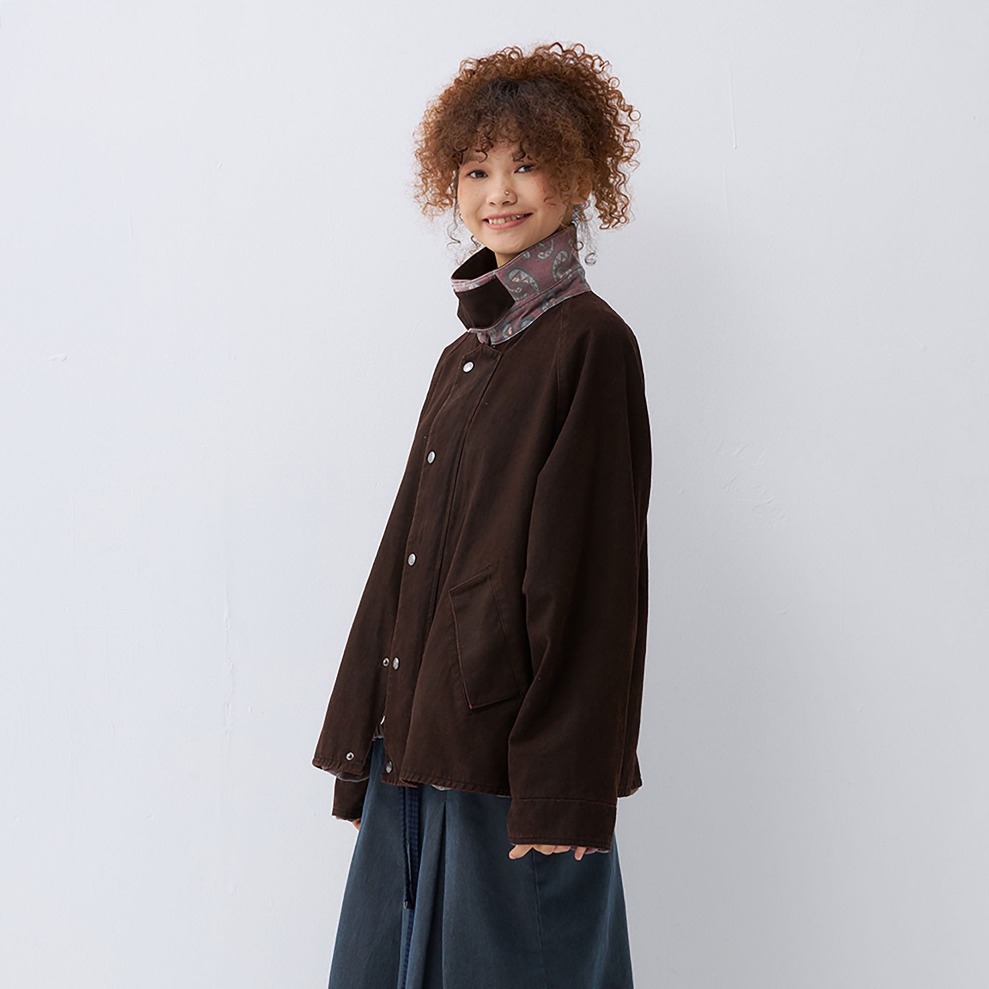 NOESE Paisley-Spliced Collar Barn Jacket