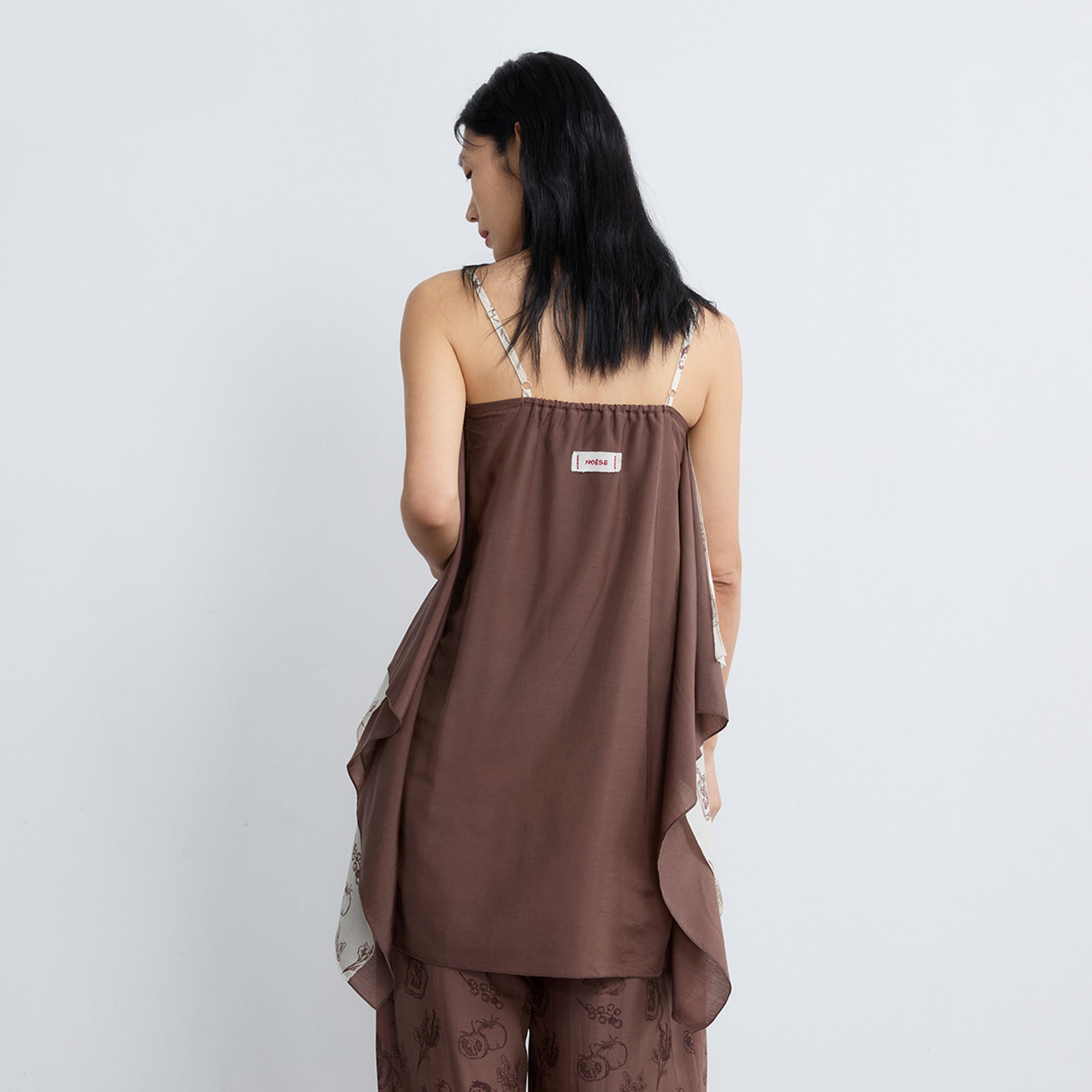 NOESE Spliced Silk-Blended Draped Cami Top