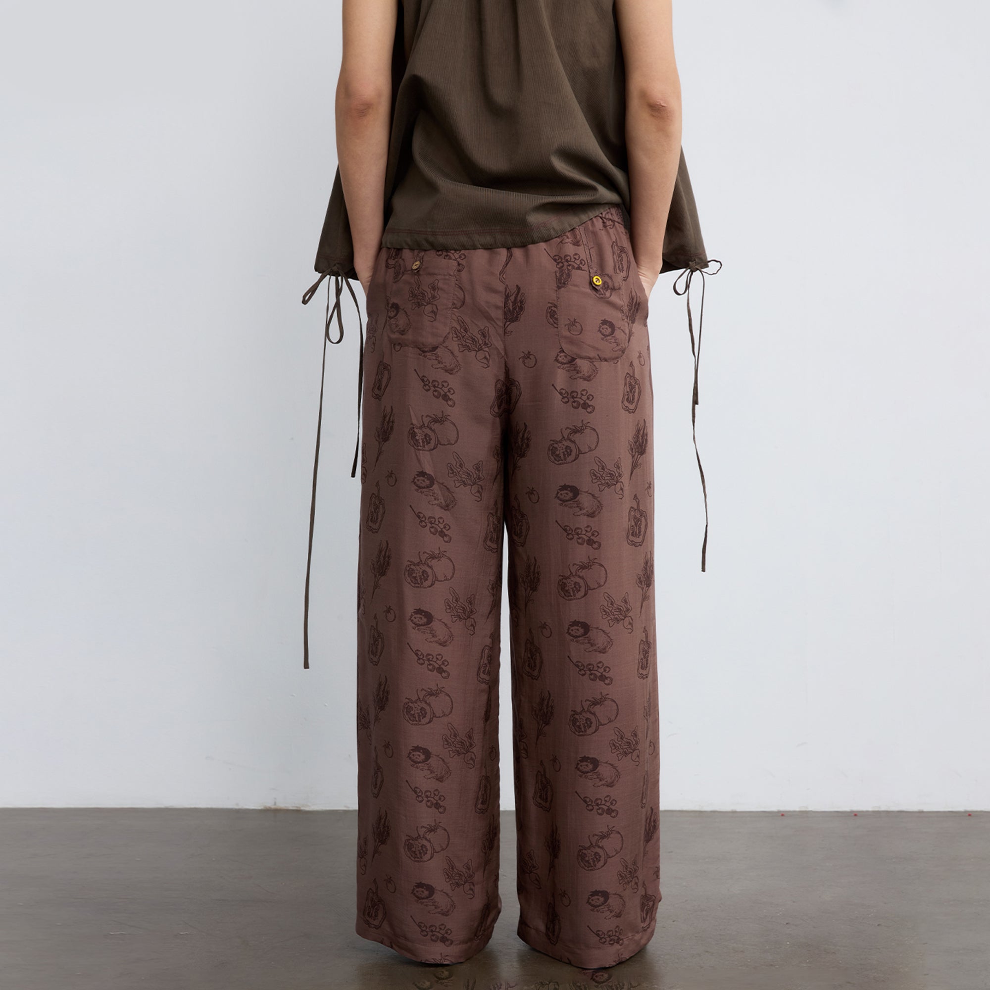 NOESE Pleated Silk-Blended Wide-Leg Pants