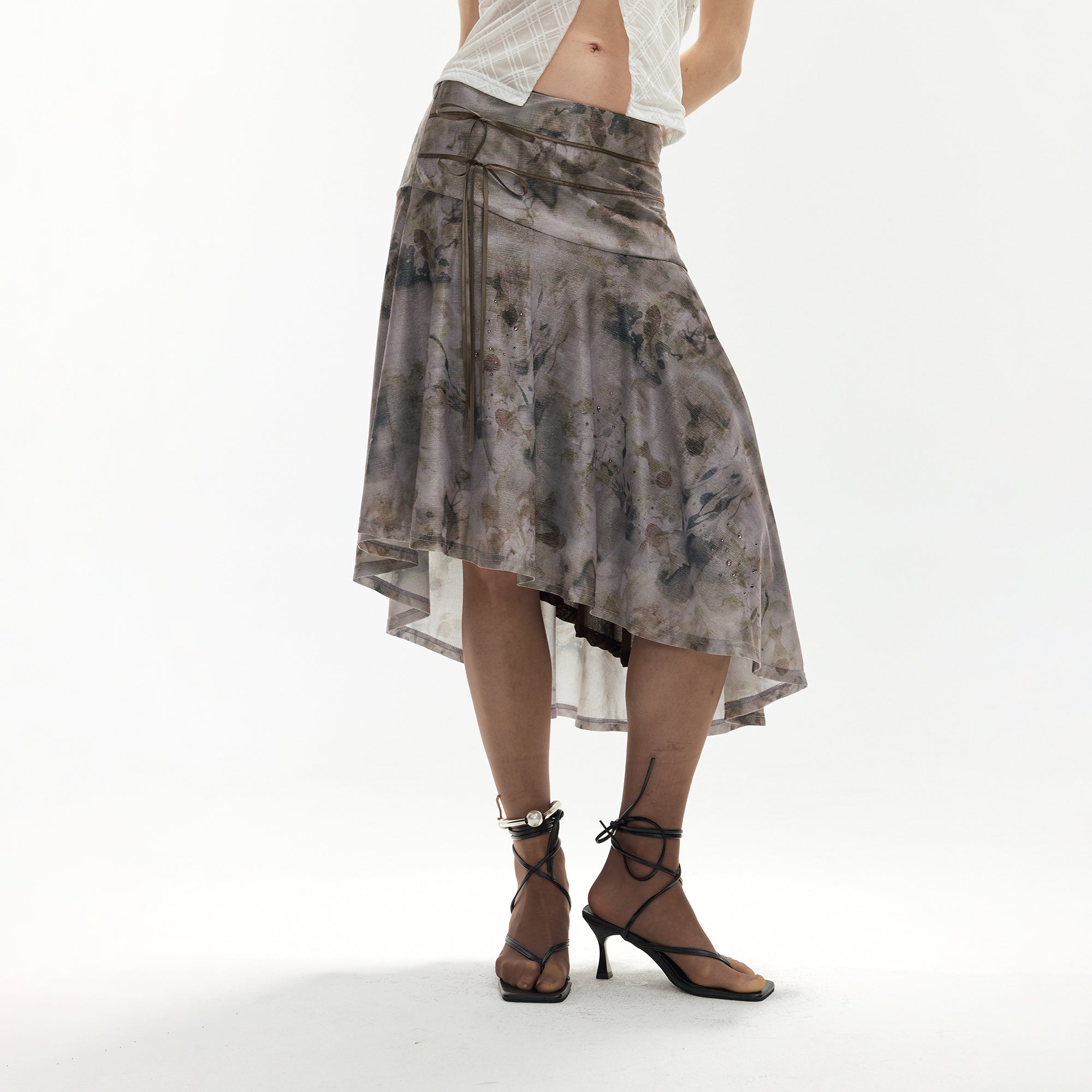 JIUWU PARK Tie-Dye Embellished Asymmetrical Skirt