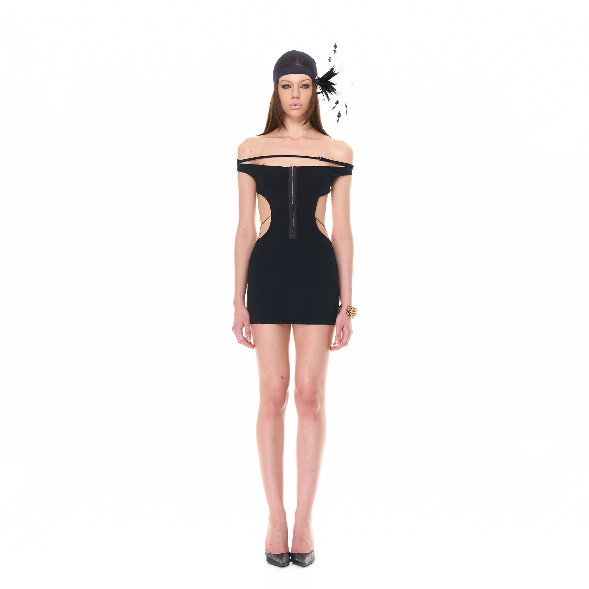 NEVER OFFEND L ANGEL Strappy Open-Back Cutout Bodycon Mini Dress