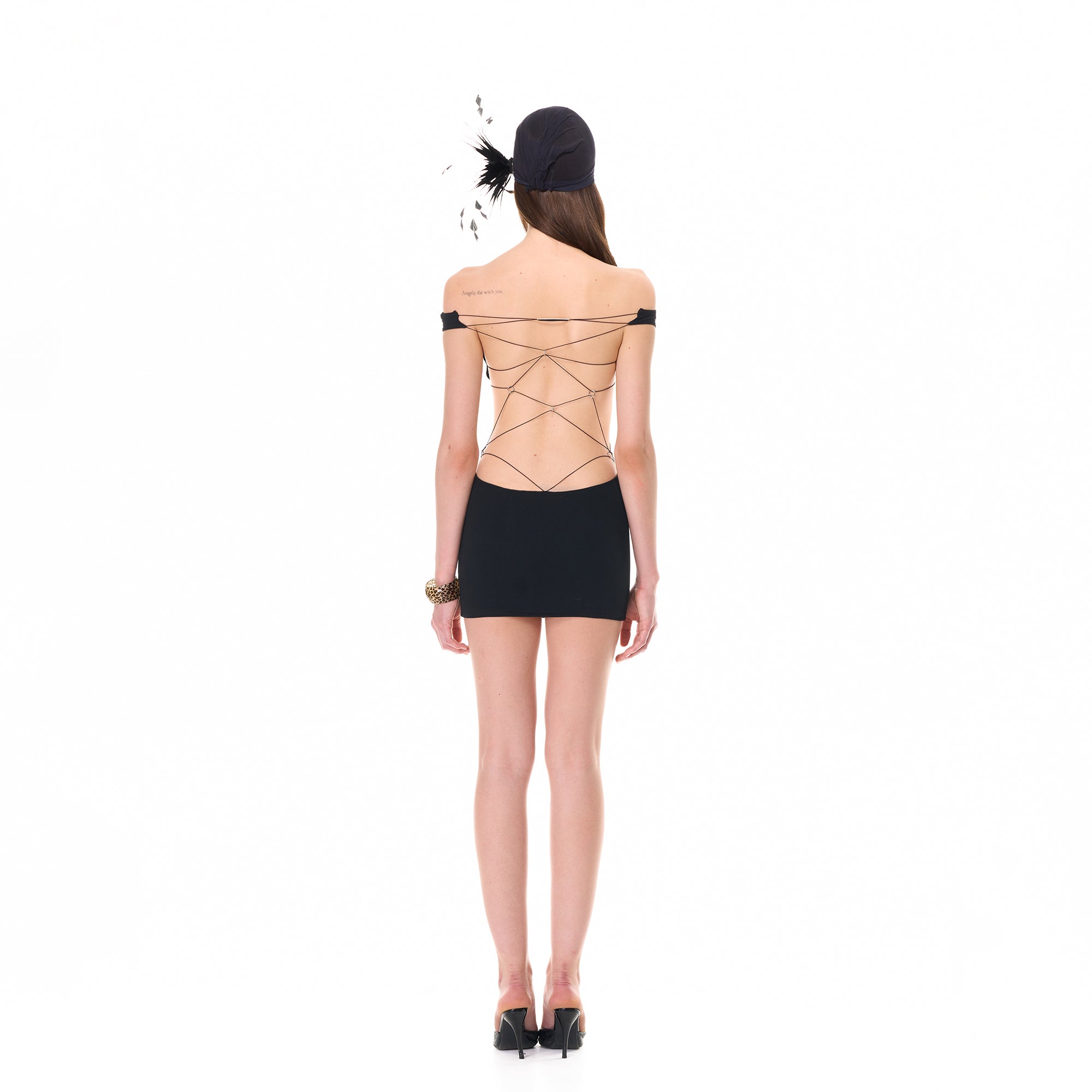 NEVER OFFEND L ANGEL Strappy Open-Back Cutout Bodycon Mini Dress