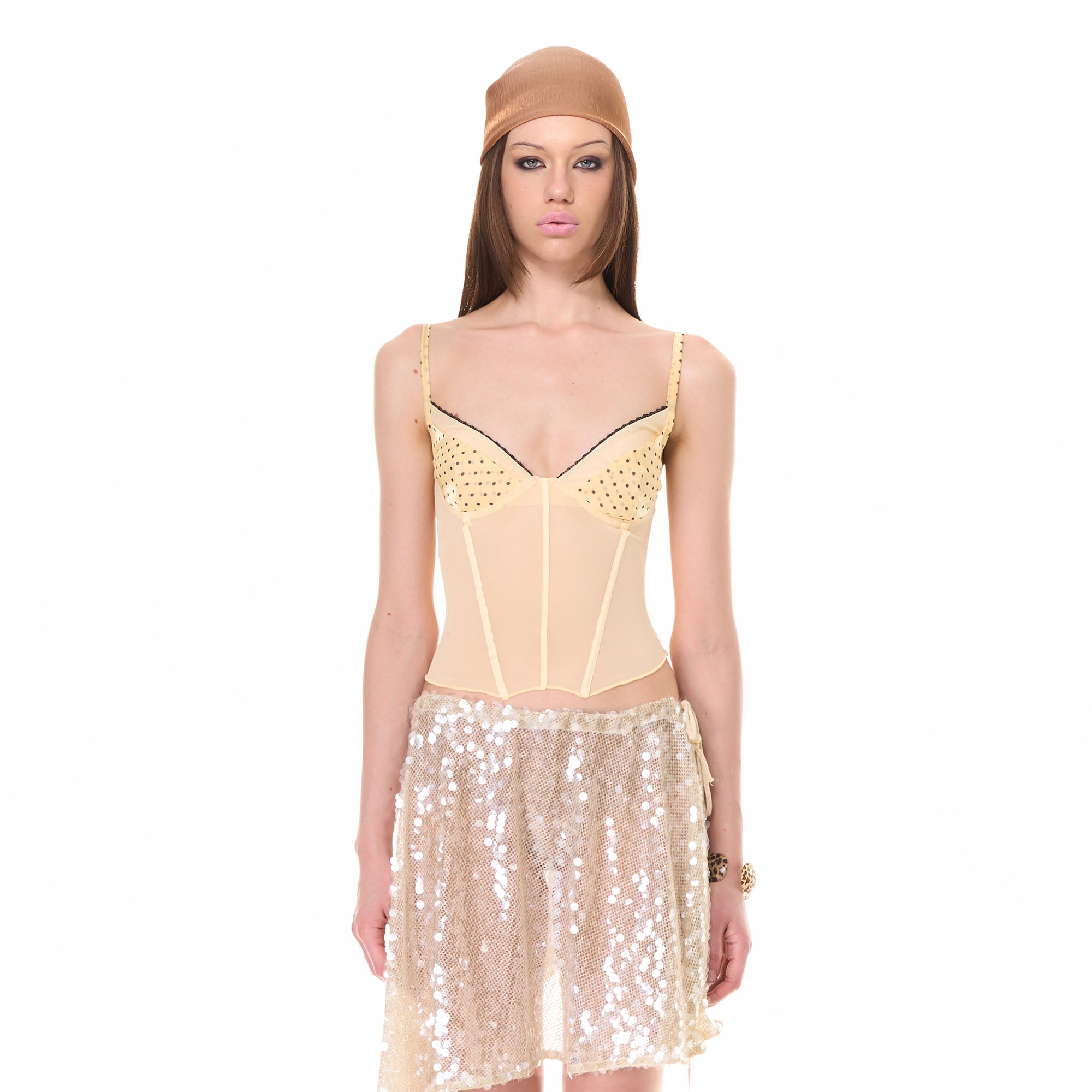 NEVER OFFEND L ANGEL Sheer Corset Cami Top