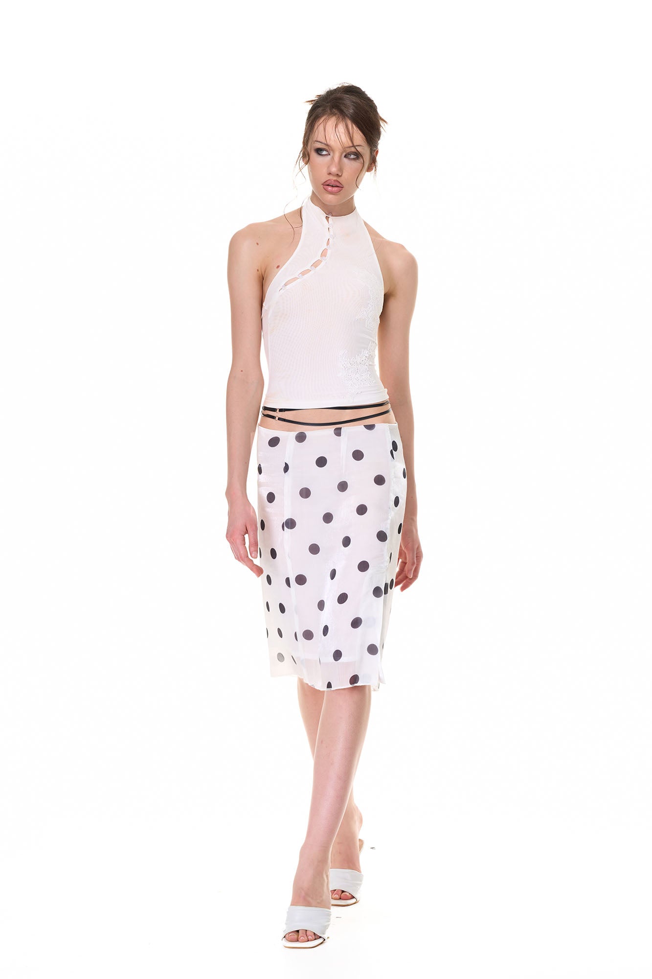 NEVER OFFEND L ANGEL Jacquard Cut-Out Halter Knit Top