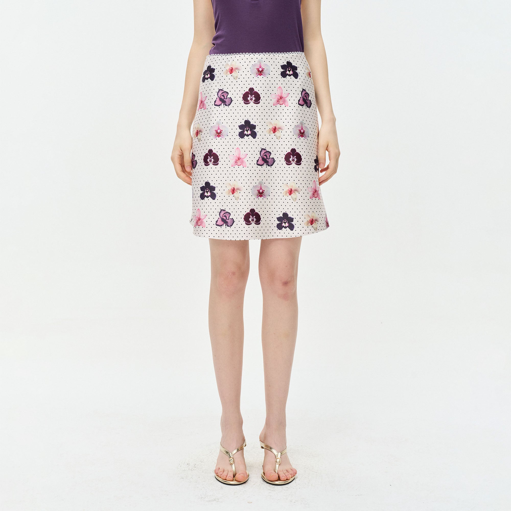 LEONSENSE Moth Orchid & Dot Mini Skirt