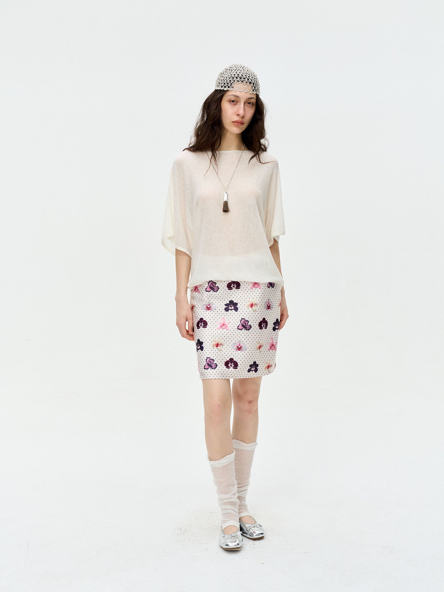 LEONSENSE Moth Orchid & Dot Mini Skirt
