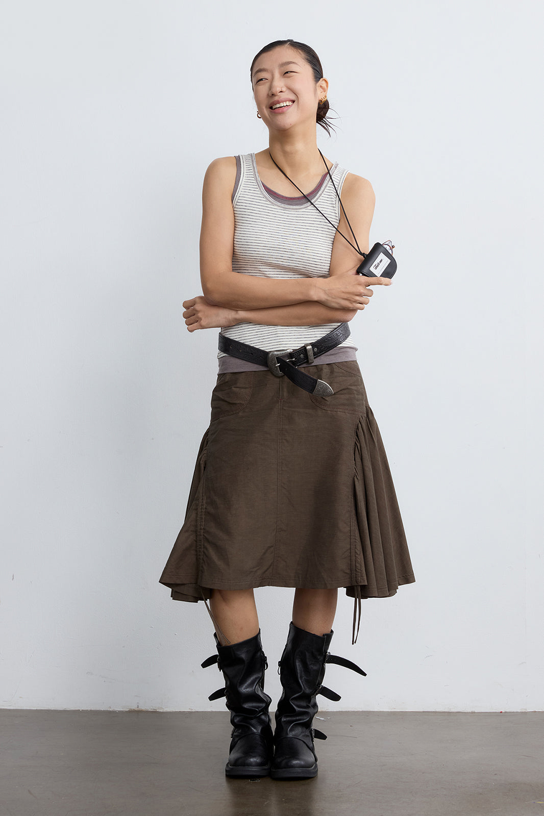 NOESE Paneled Ruched Utility Skirt