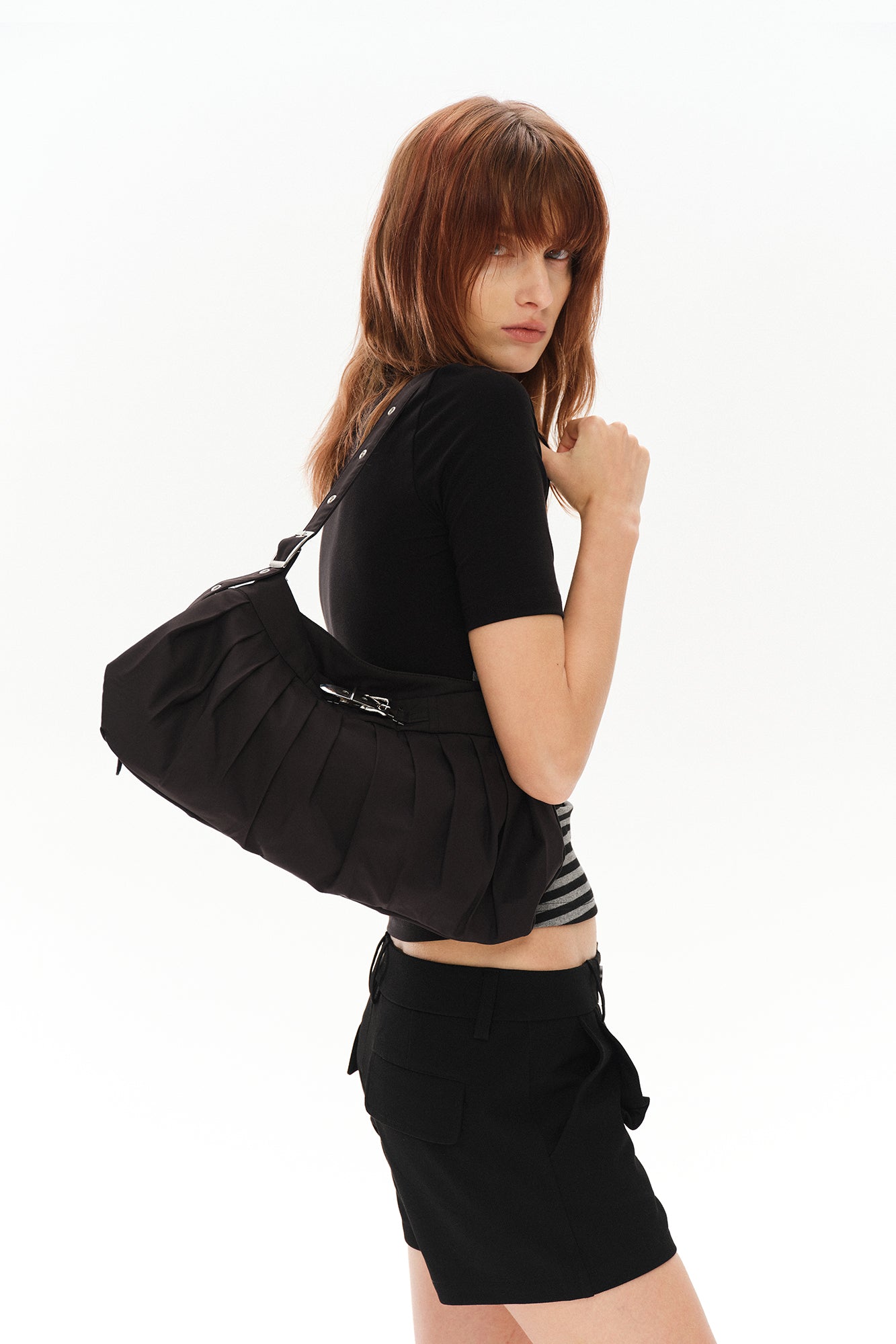 COSTUSTOOT Pleated Buckle Shoulder Bag