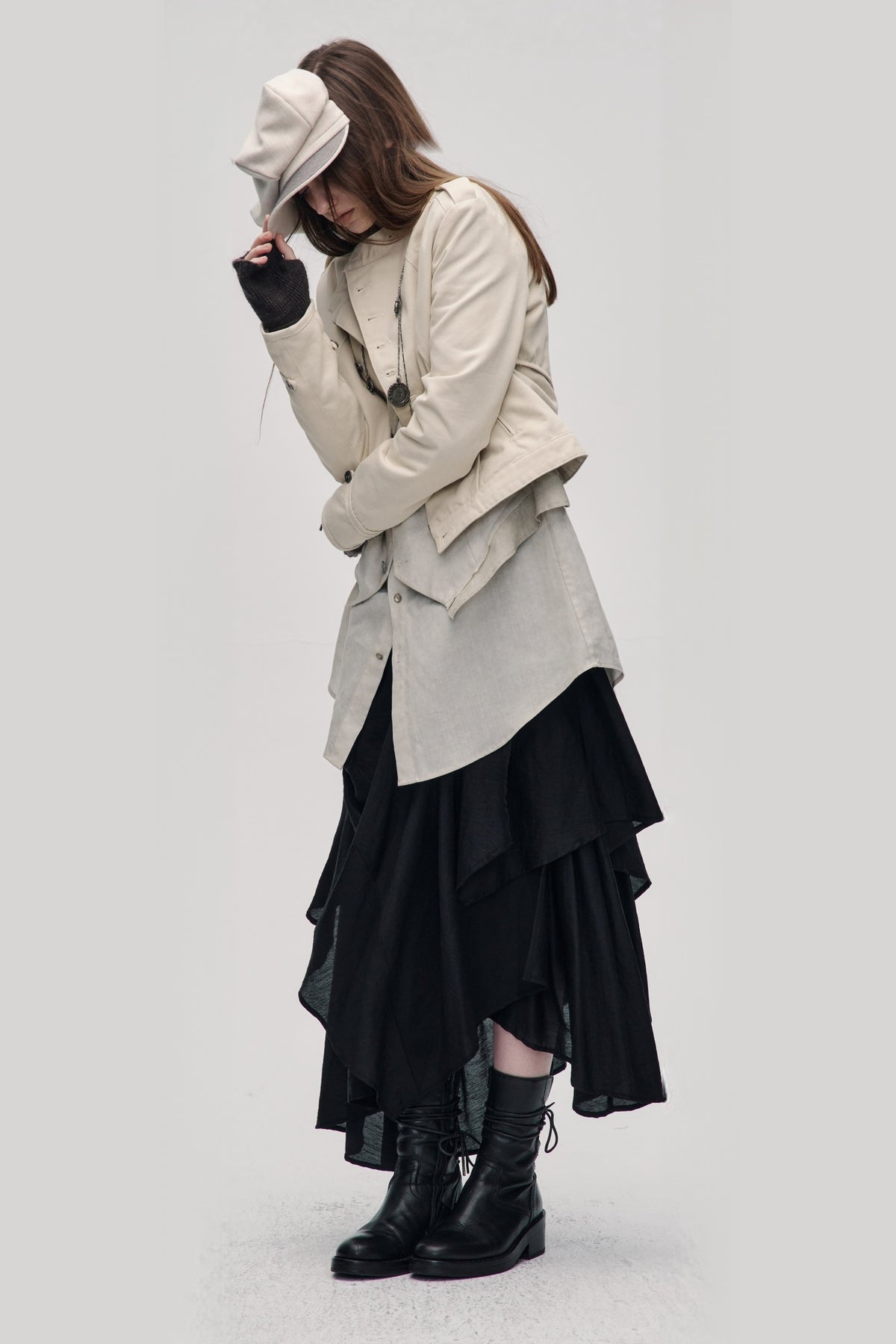 ILNya Nieternite Nifutur Napoleon-Collar Slim Cropped Jacket — full body