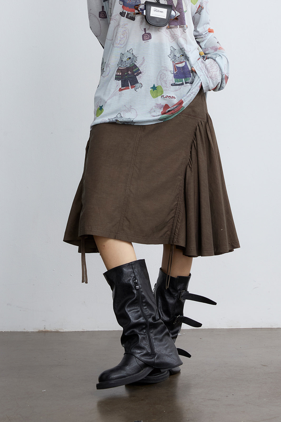 NOESE Paneled Ruched Utility Skirt