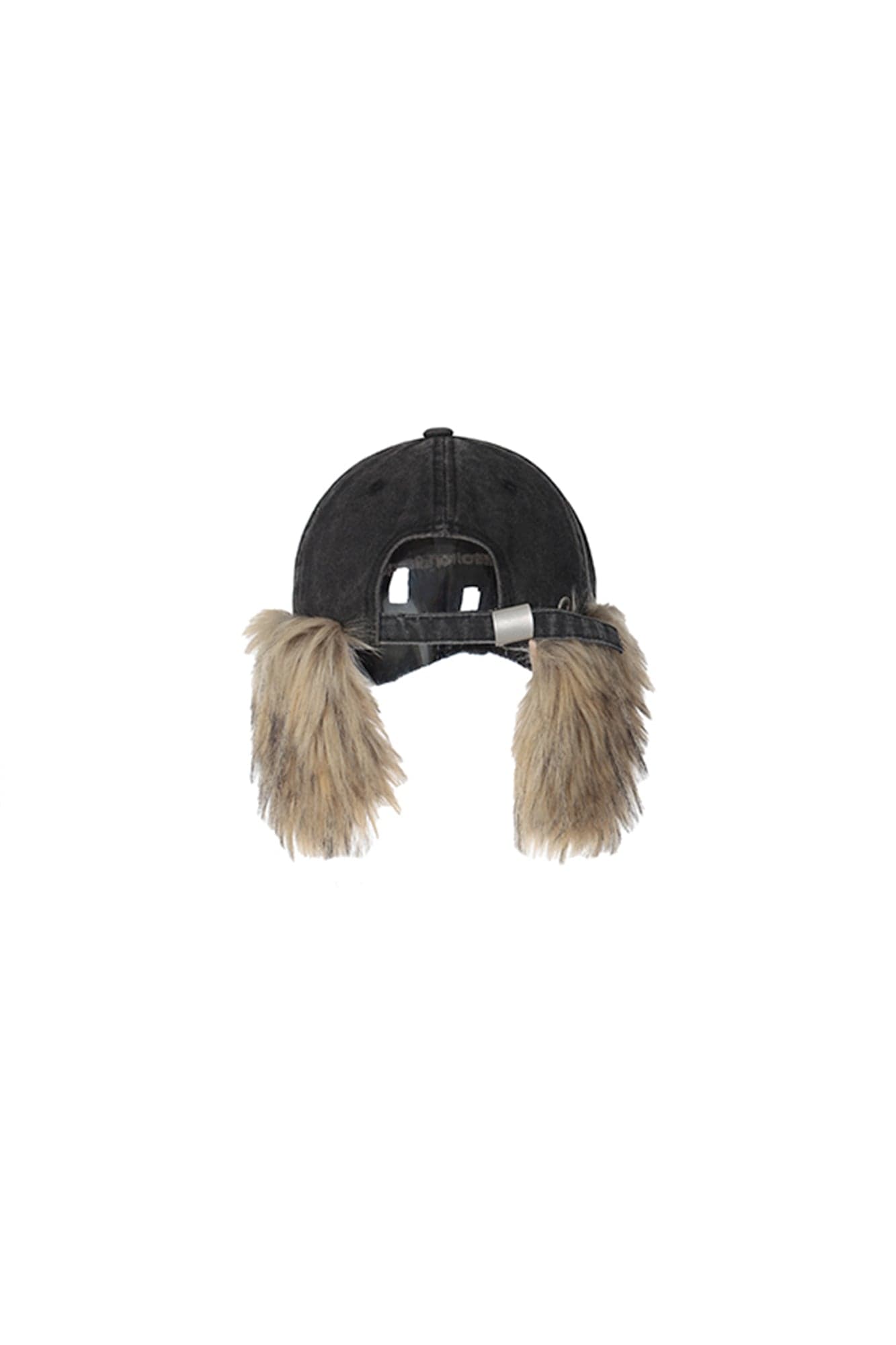 NEVER OFFEND L ANGEL Faux-Fur Ear Flaps Distressed Cap