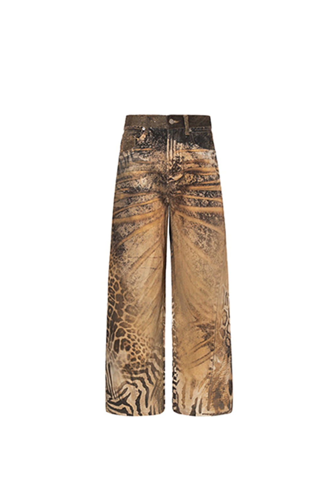 JYOSEI Retro Full-Print Animal Wide-Leg Jeans