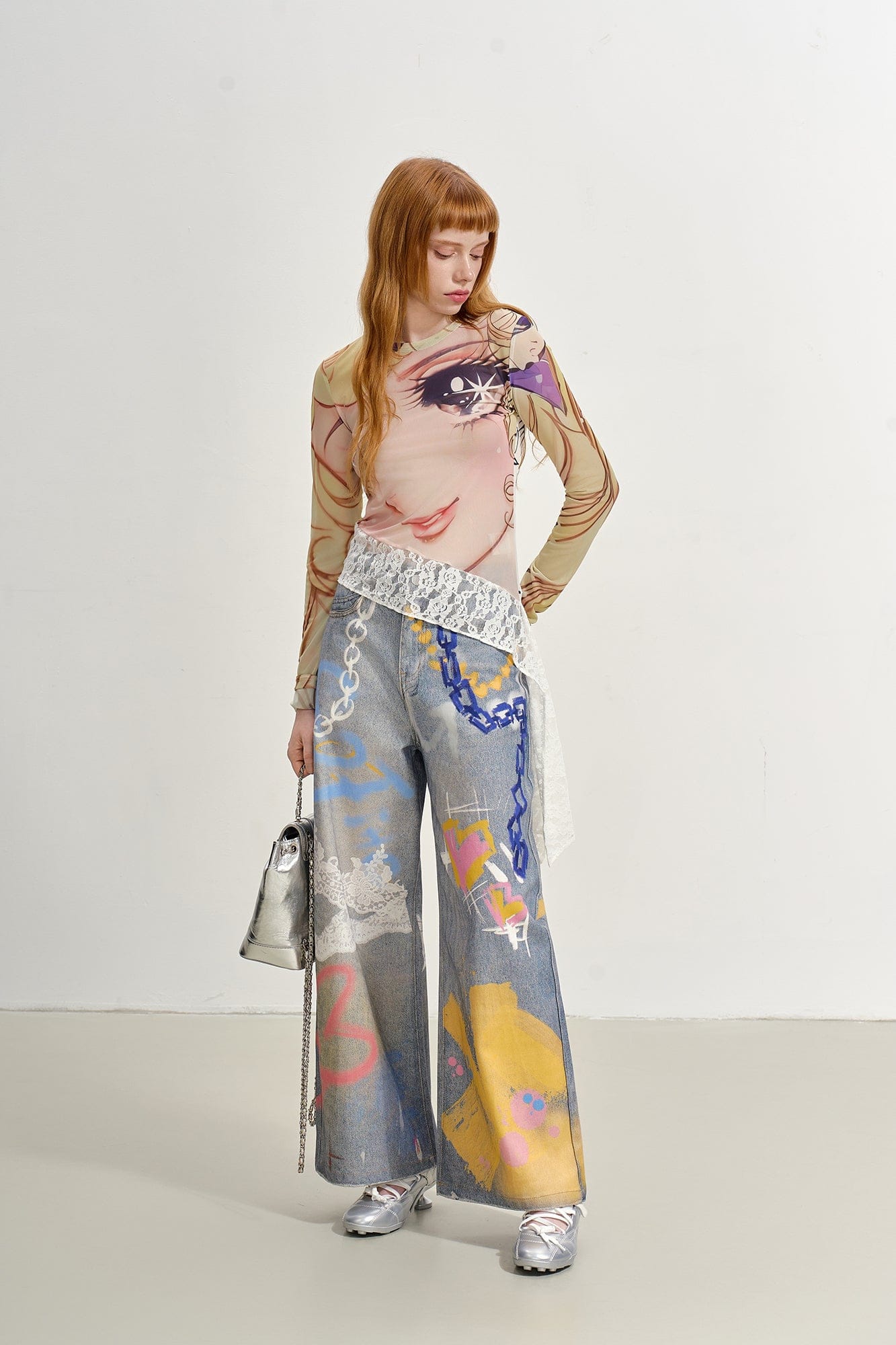 SOFITTE Graffiti Full-Printed Wide-Leg Jeans