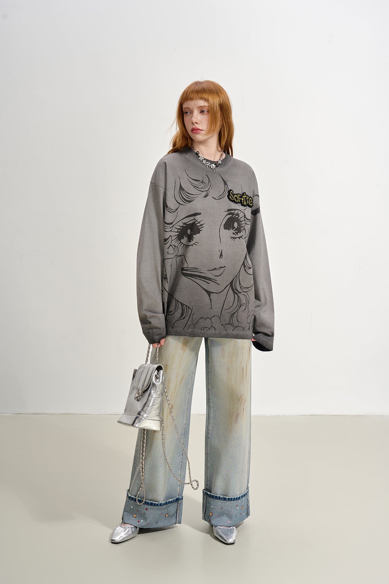 SOFITTE Manga Girl Graphic Washed Long-Sleeve Tee