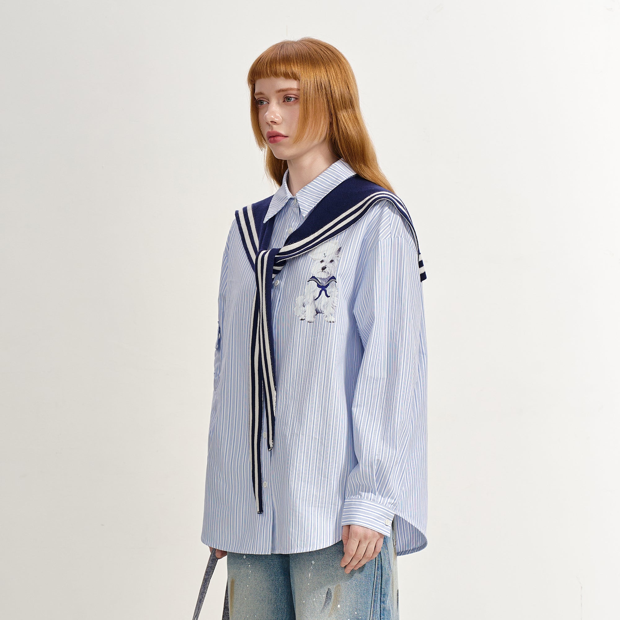 SOFITTE Puppy Graphic Striped Sailor Shirt