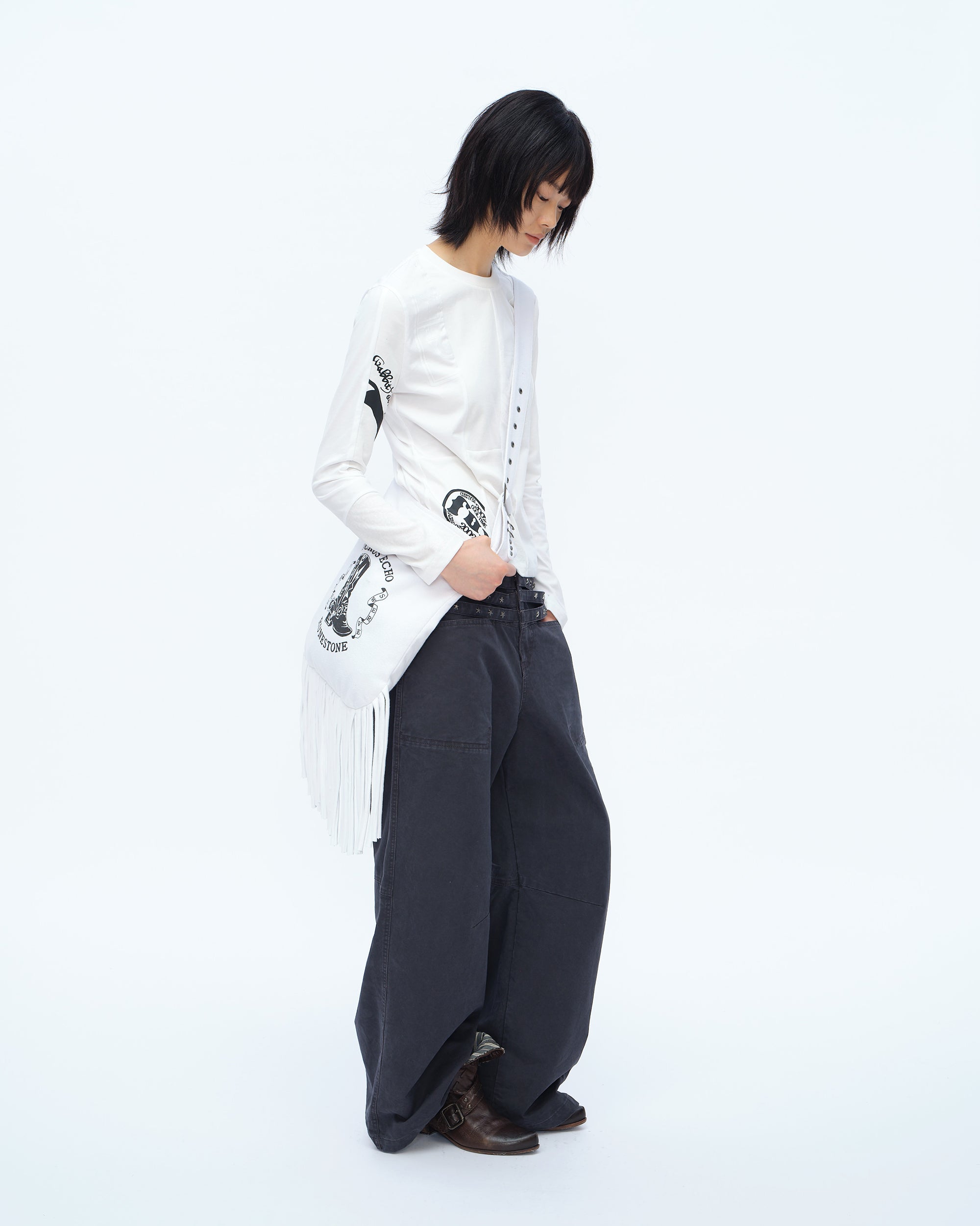 OINIMI Cowboy Boot Graphic Fringe Bag