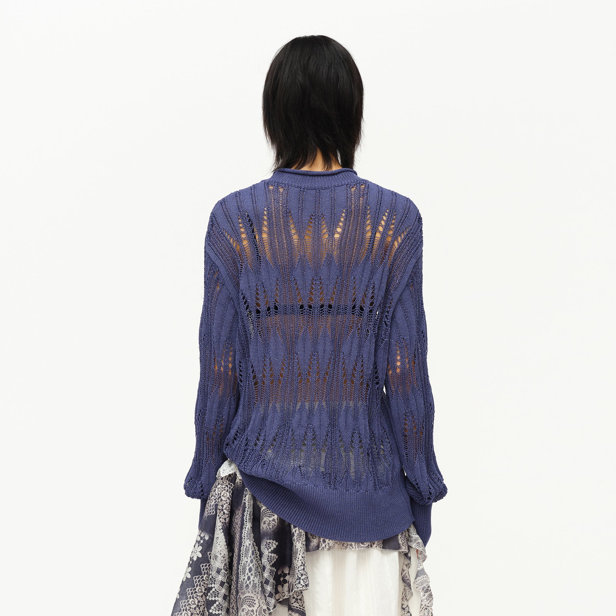 OINIMI Geometric Open-Knit Pullover