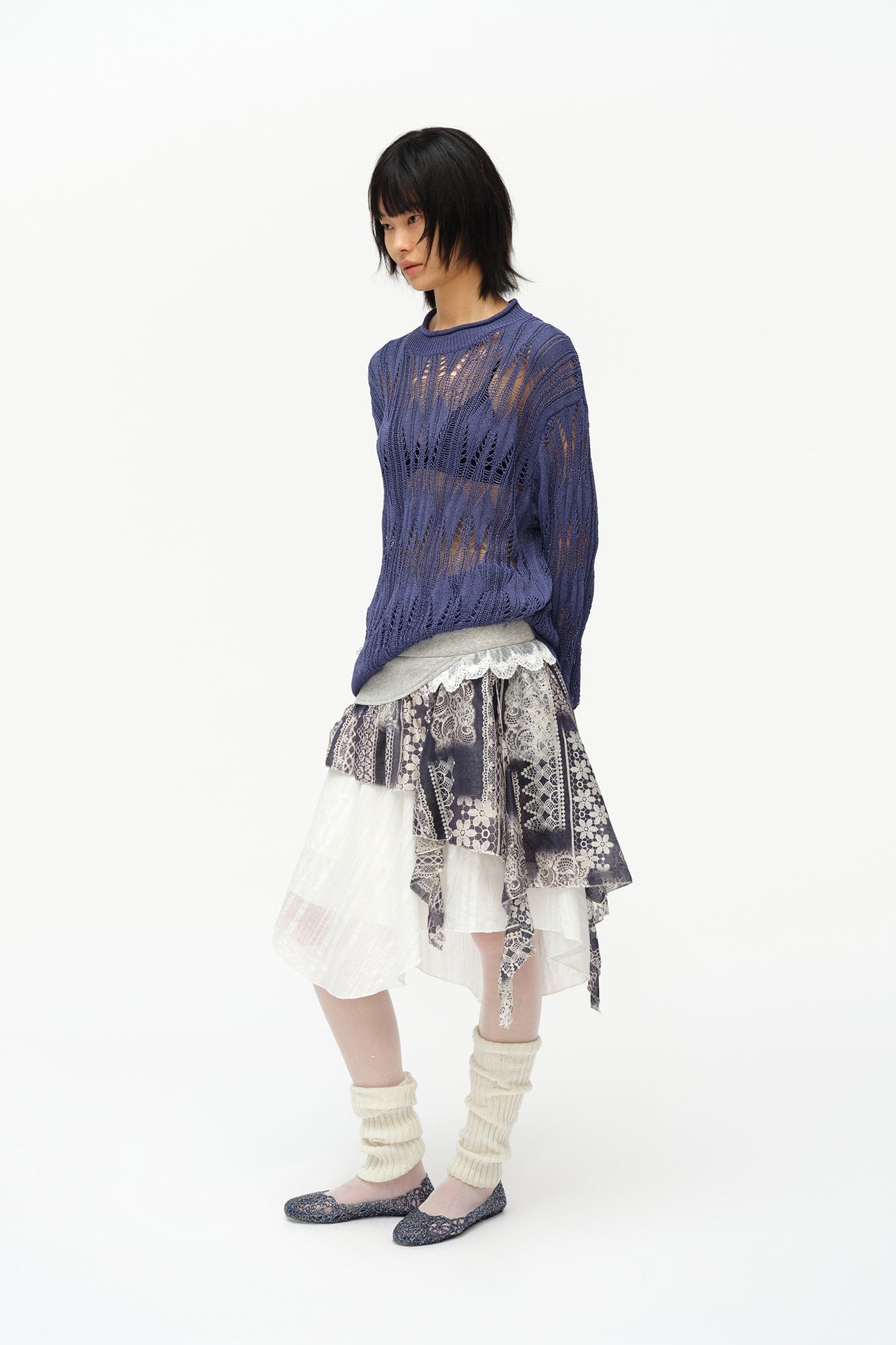 OINIMI Geometric Open-Knit Pullover