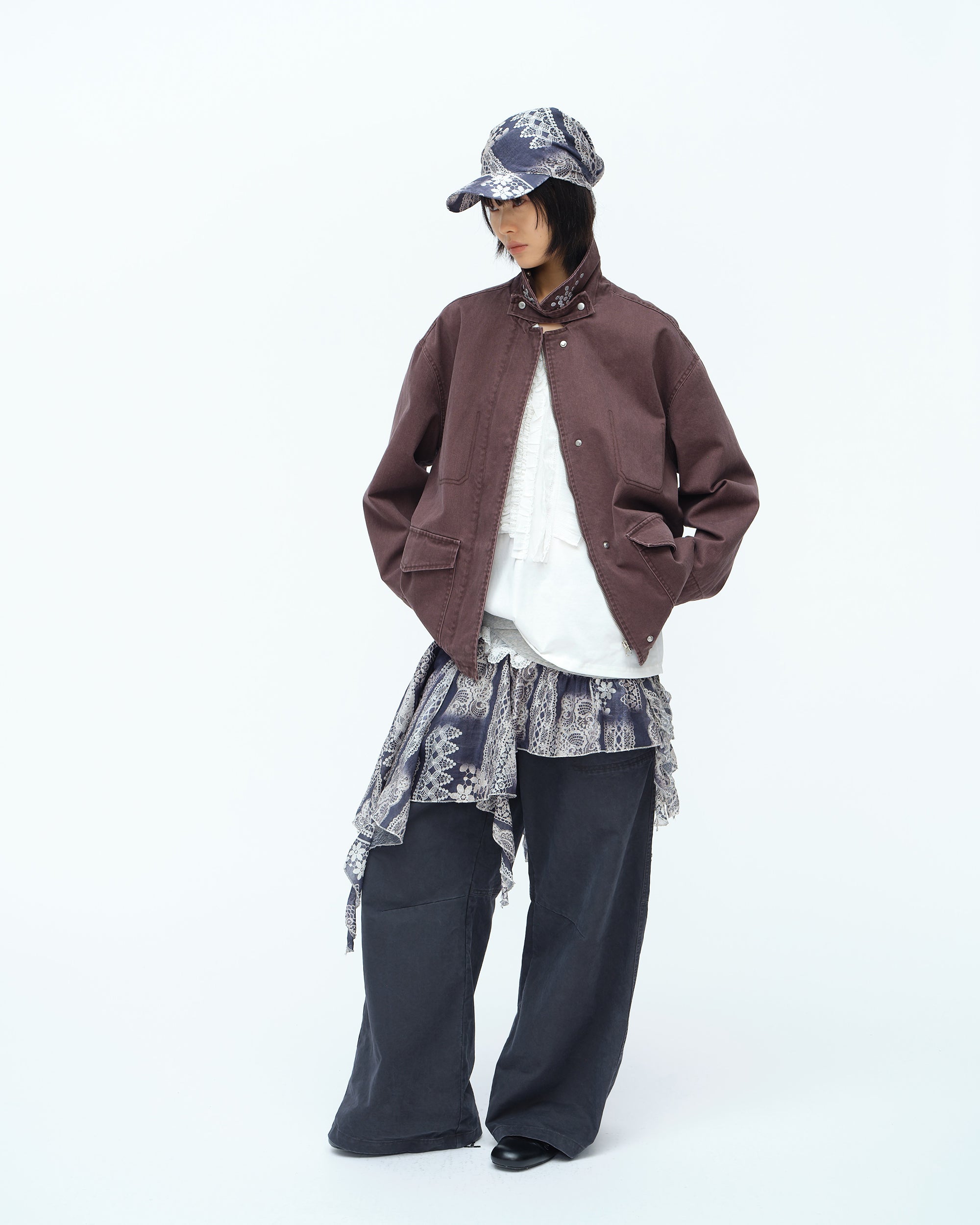 OINIMI Asymmetrical Lace Panel Skirt Wrap